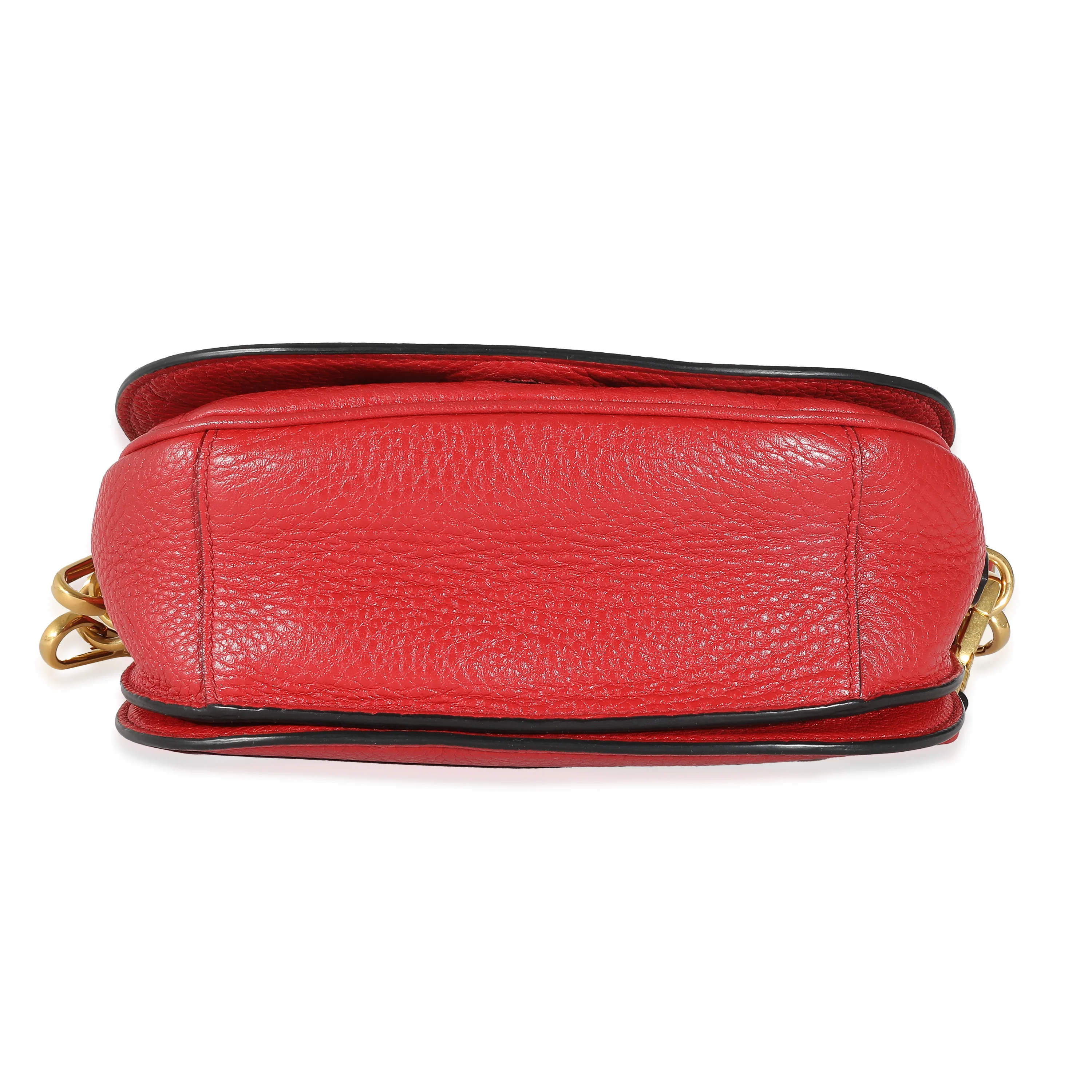 Red Pebbled Vitello Daino Saddle Bag - Image 7