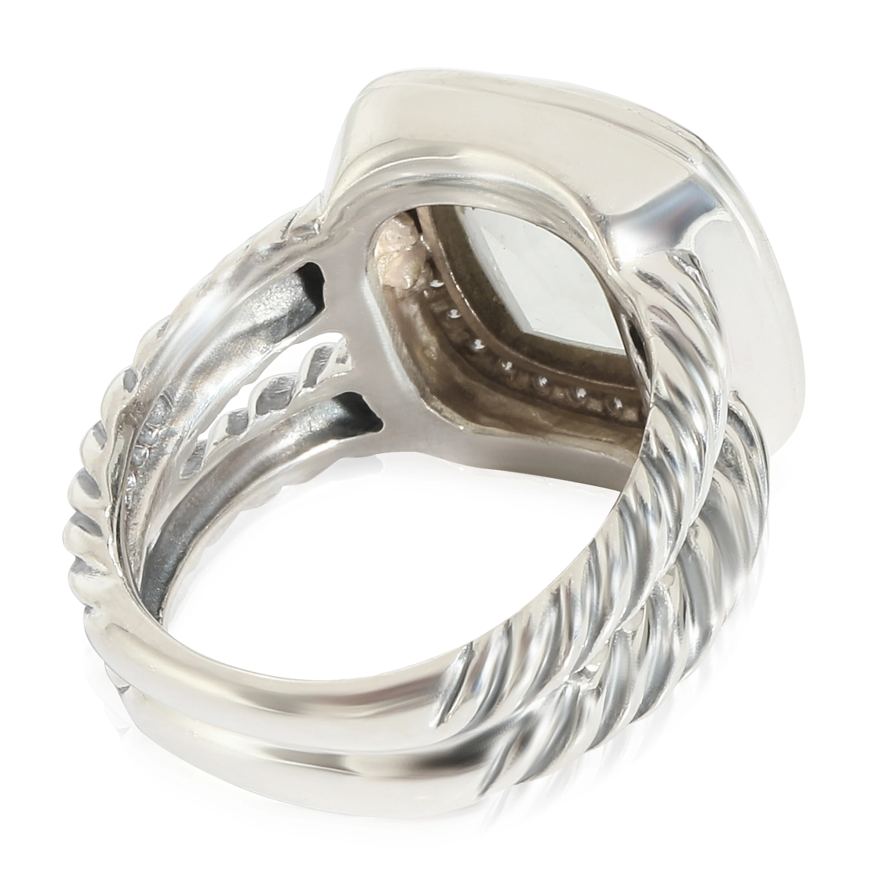 David Yurman Albion Prasiolite & Diamond Ring in Sterling Silver, 11mm - Image 3