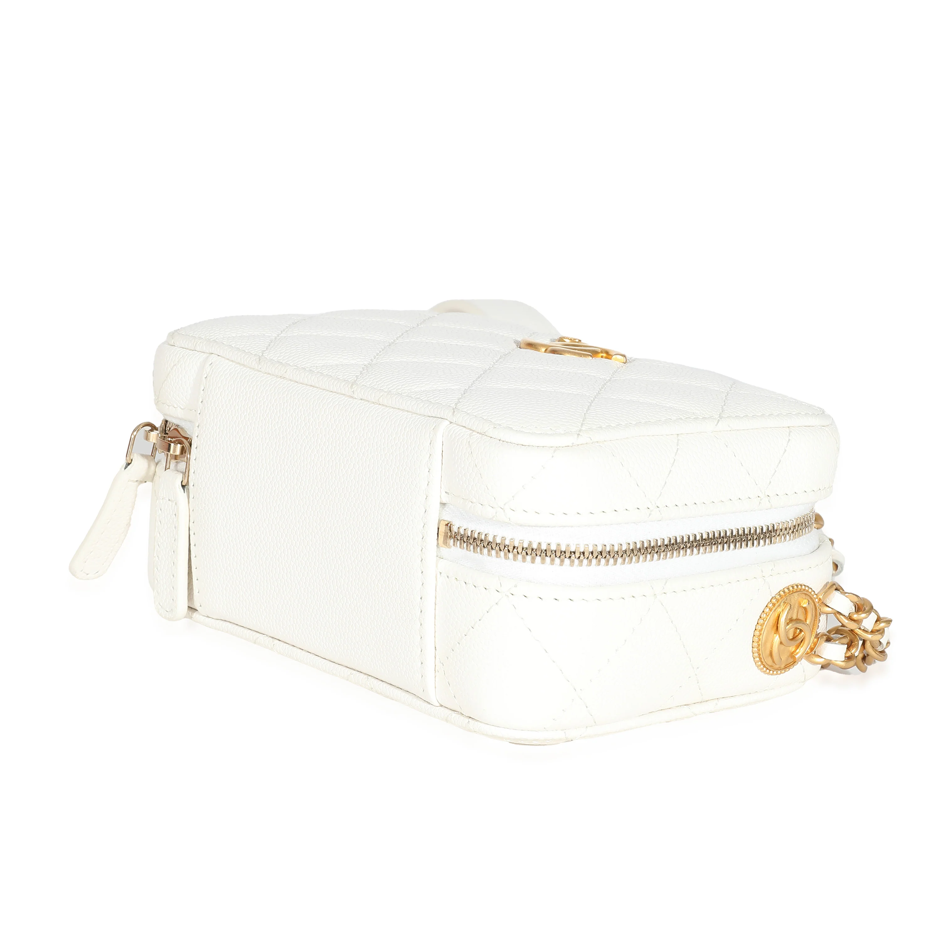 Chanel White Quilted Caviar Twist Your Buttons Clutch With Chain - Image 2