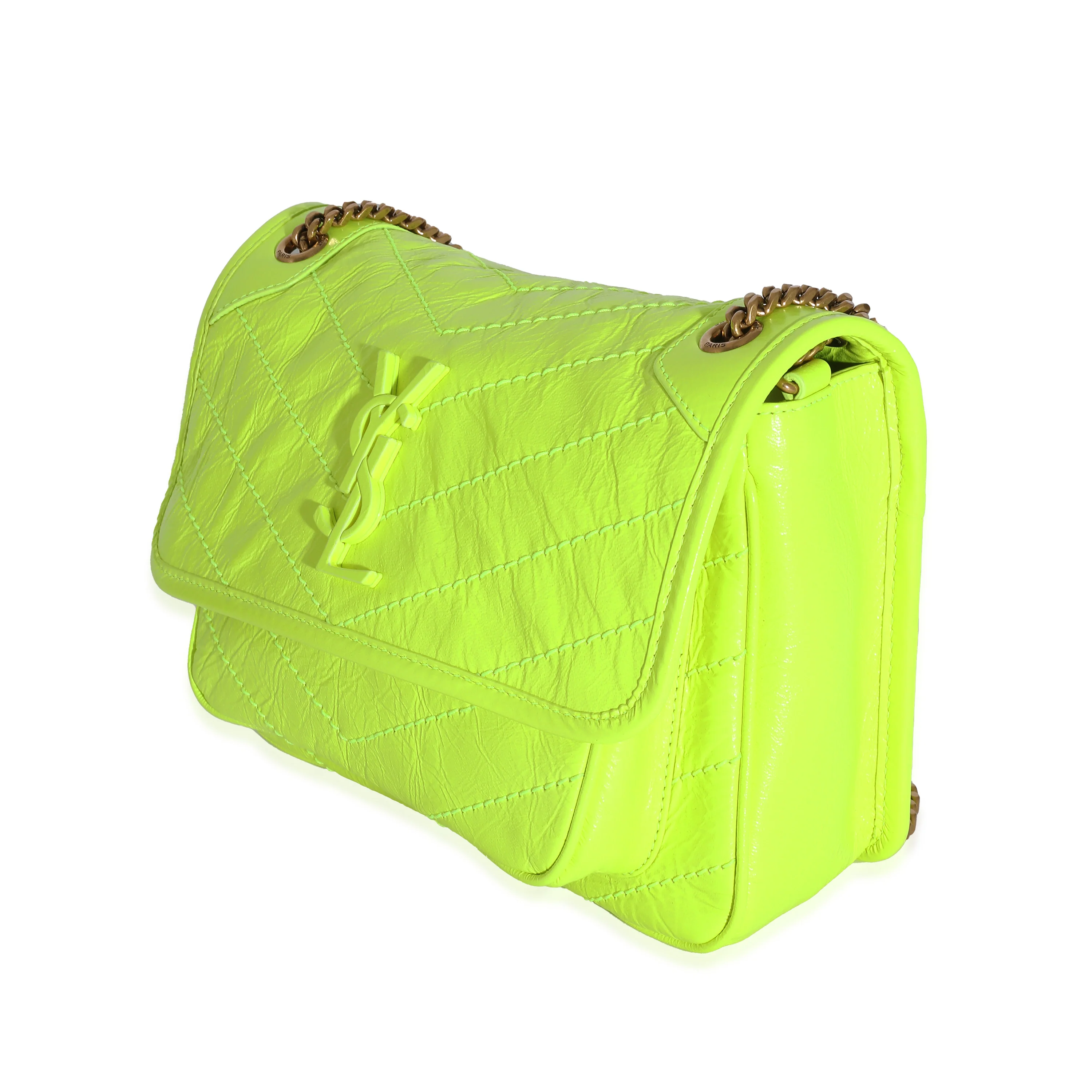 Saint Laurent Yellow Matelassé Crinkled Lambskin Baby Niki Bag - Image 2