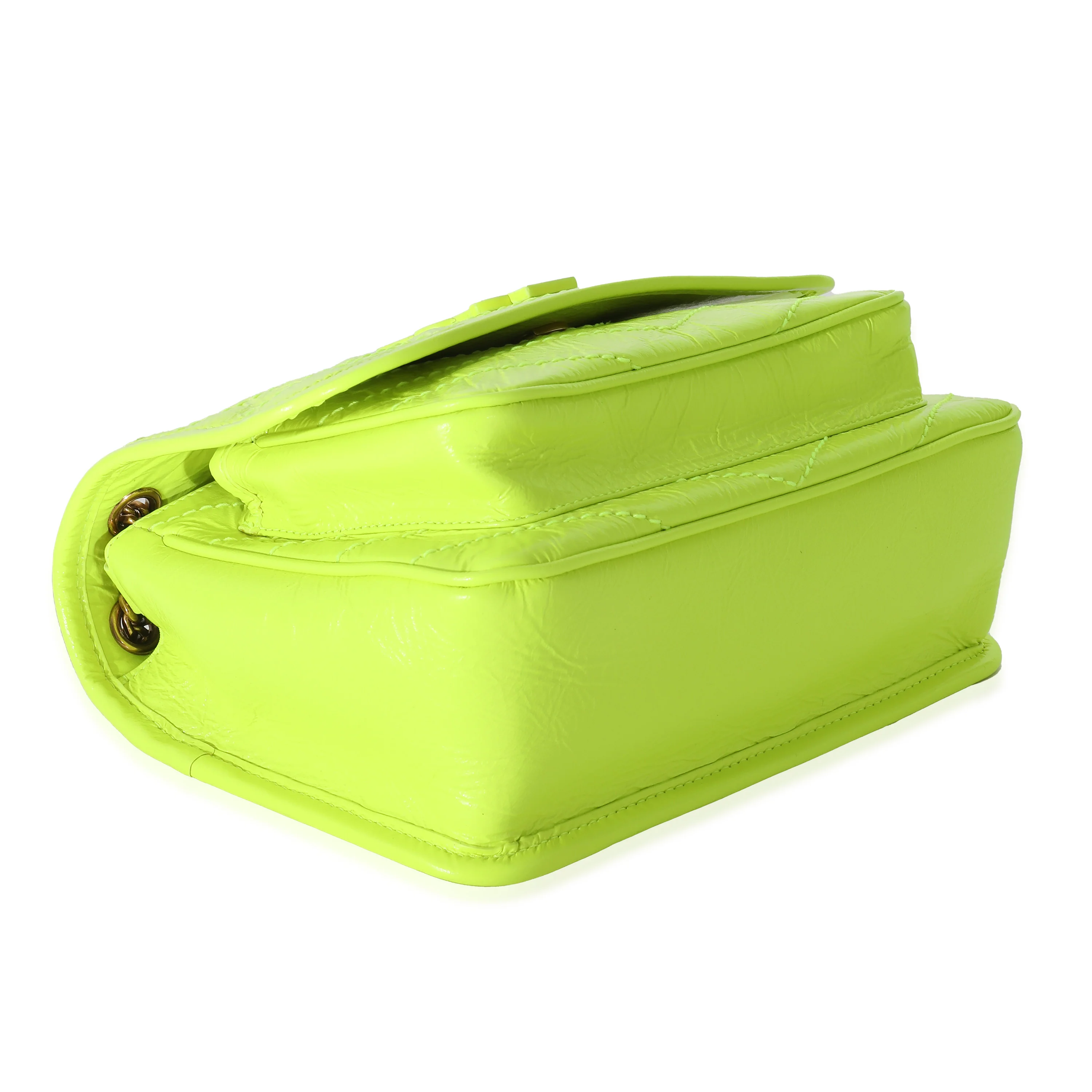 Saint Laurent Yellow Matelassé Crinkled Lambskin Baby Niki Bag - Image 4