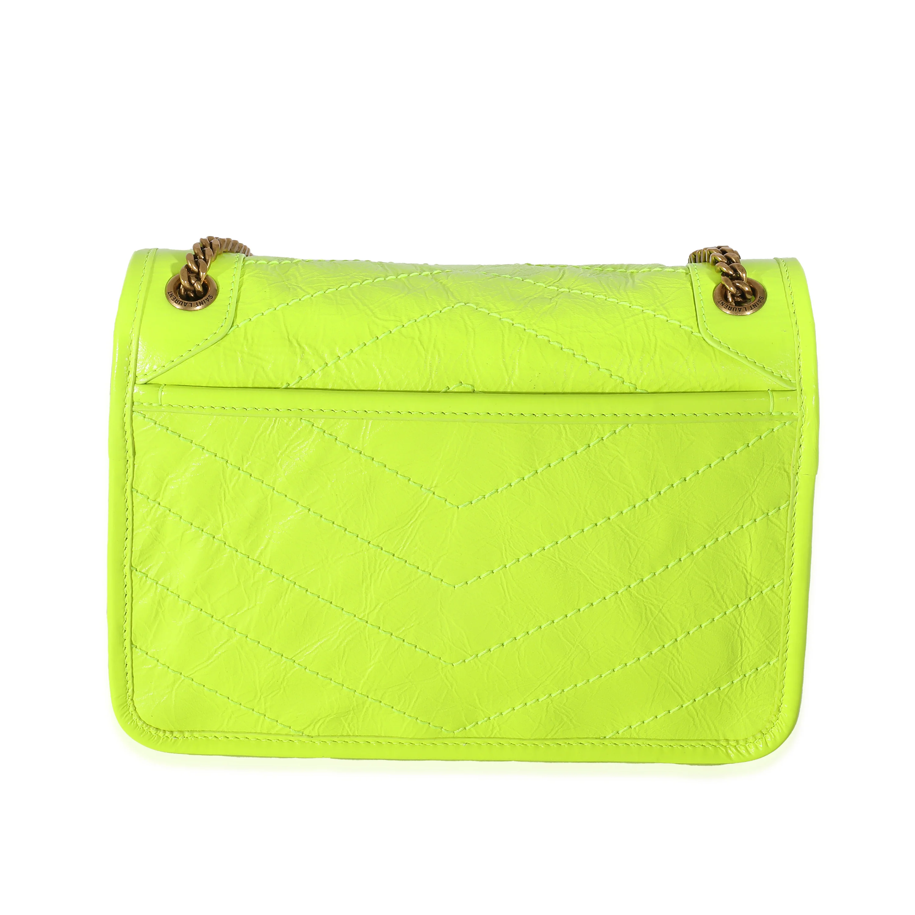 Saint Laurent Yellow Matelassé Crinkled Lambskin Baby Niki Bag - Image 5