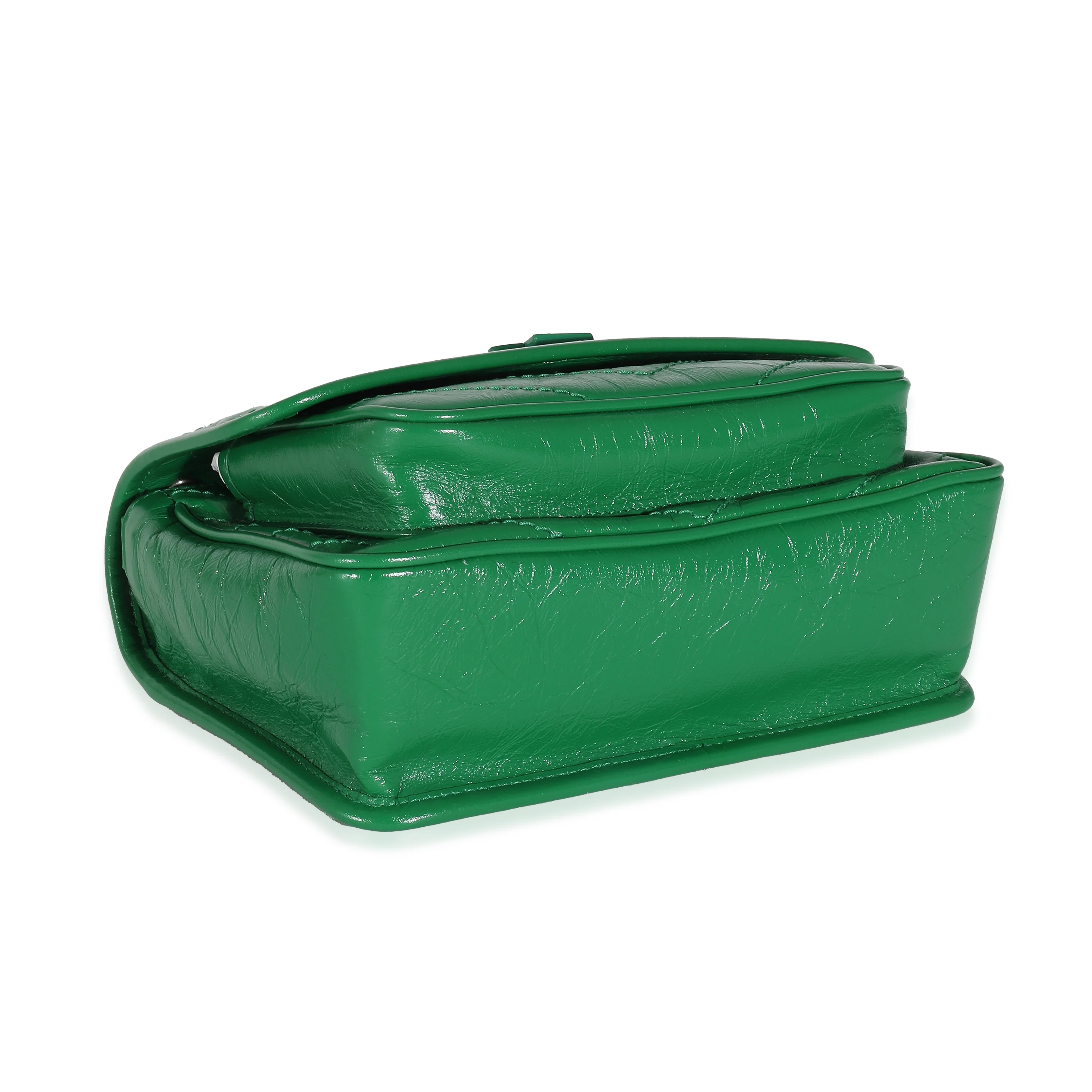 Saint Laurent Green Matelassé Crinkled Lambskin Baby Niki Chain Bag - Image 4