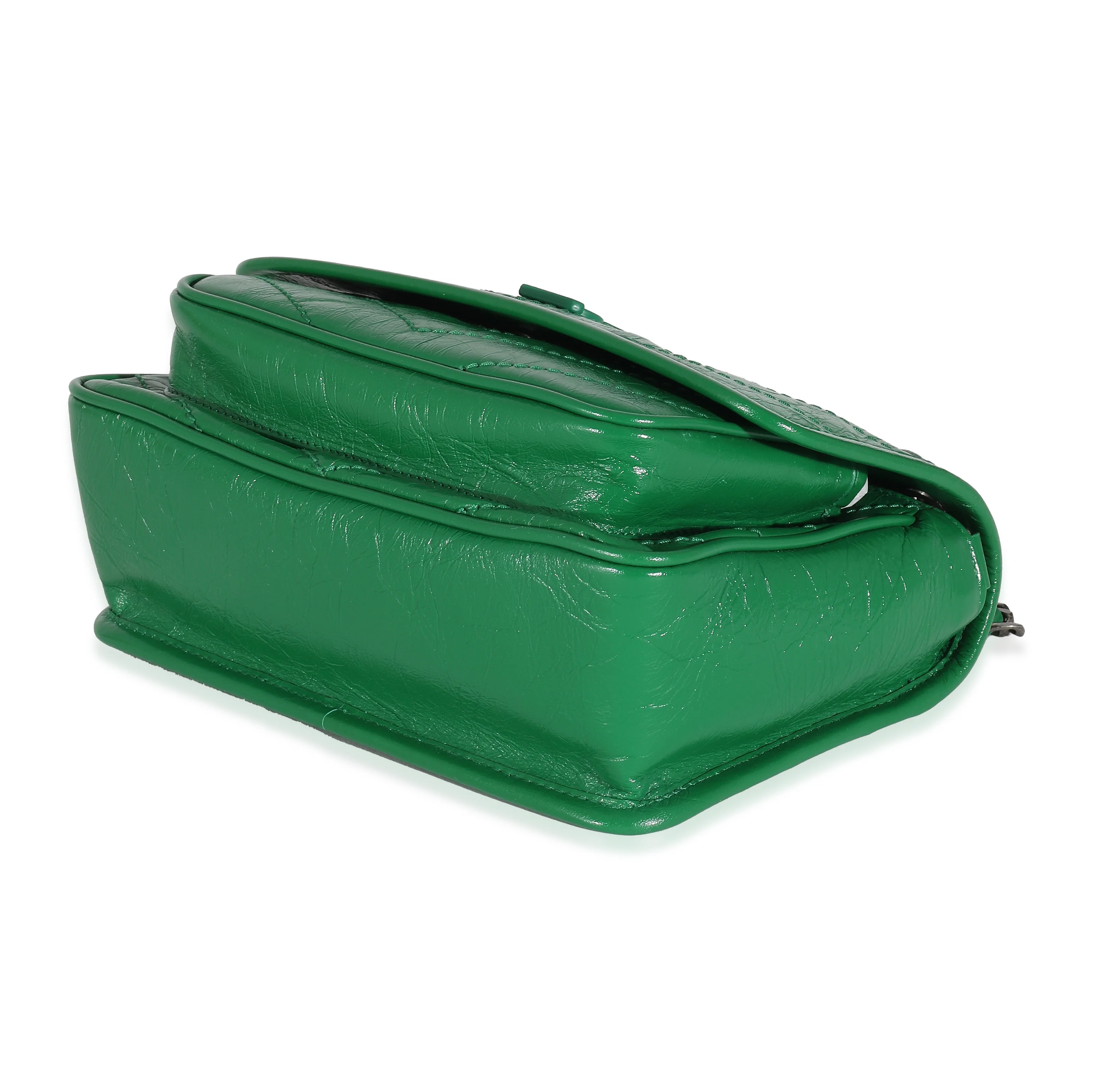 Saint Laurent Green Matelassé Crinkled Lambskin Baby Niki Chain Bag - Image 6