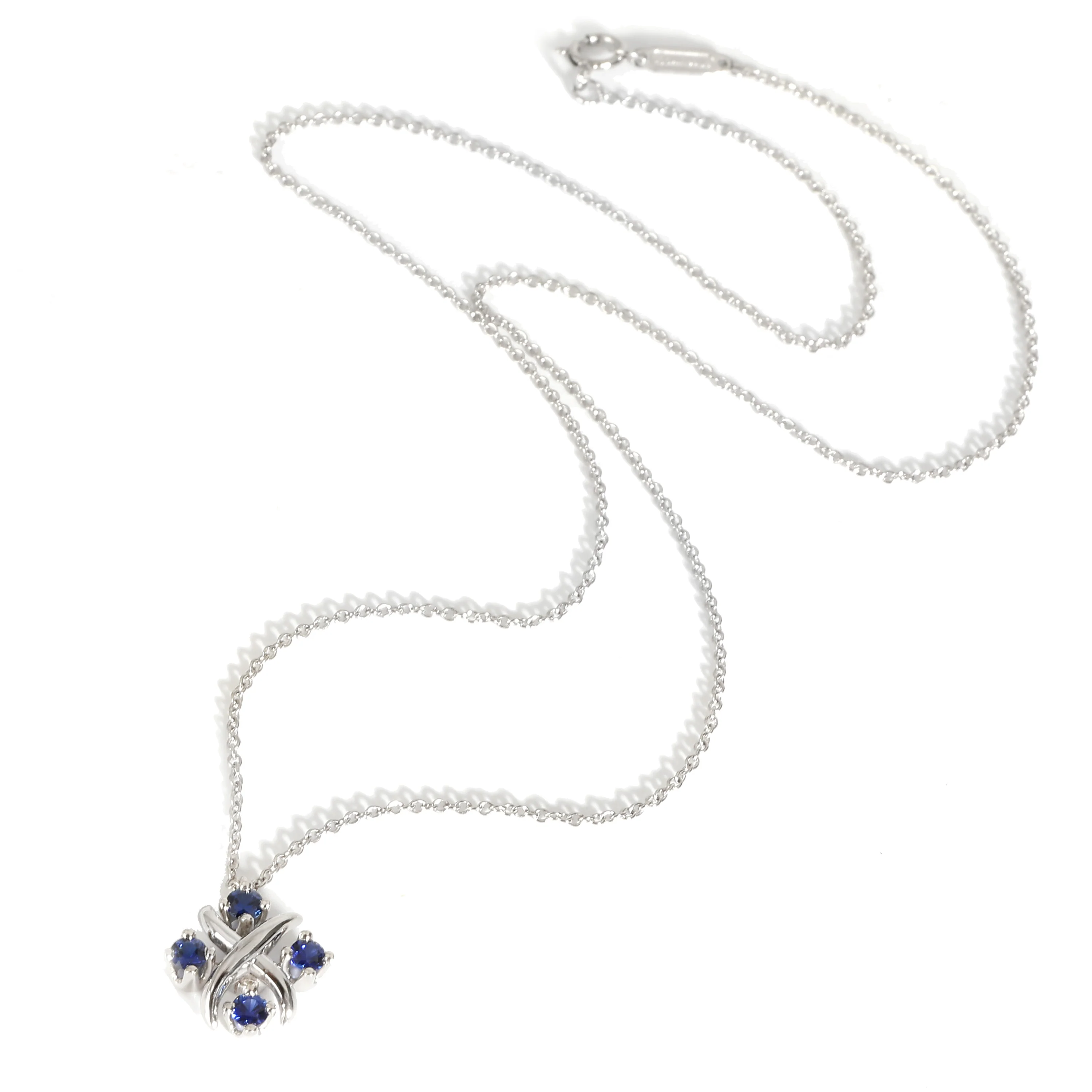 Tiffany & Co. Schlumberger Lynn Sapphire Pendant in Platinum on a Chain - Image 2