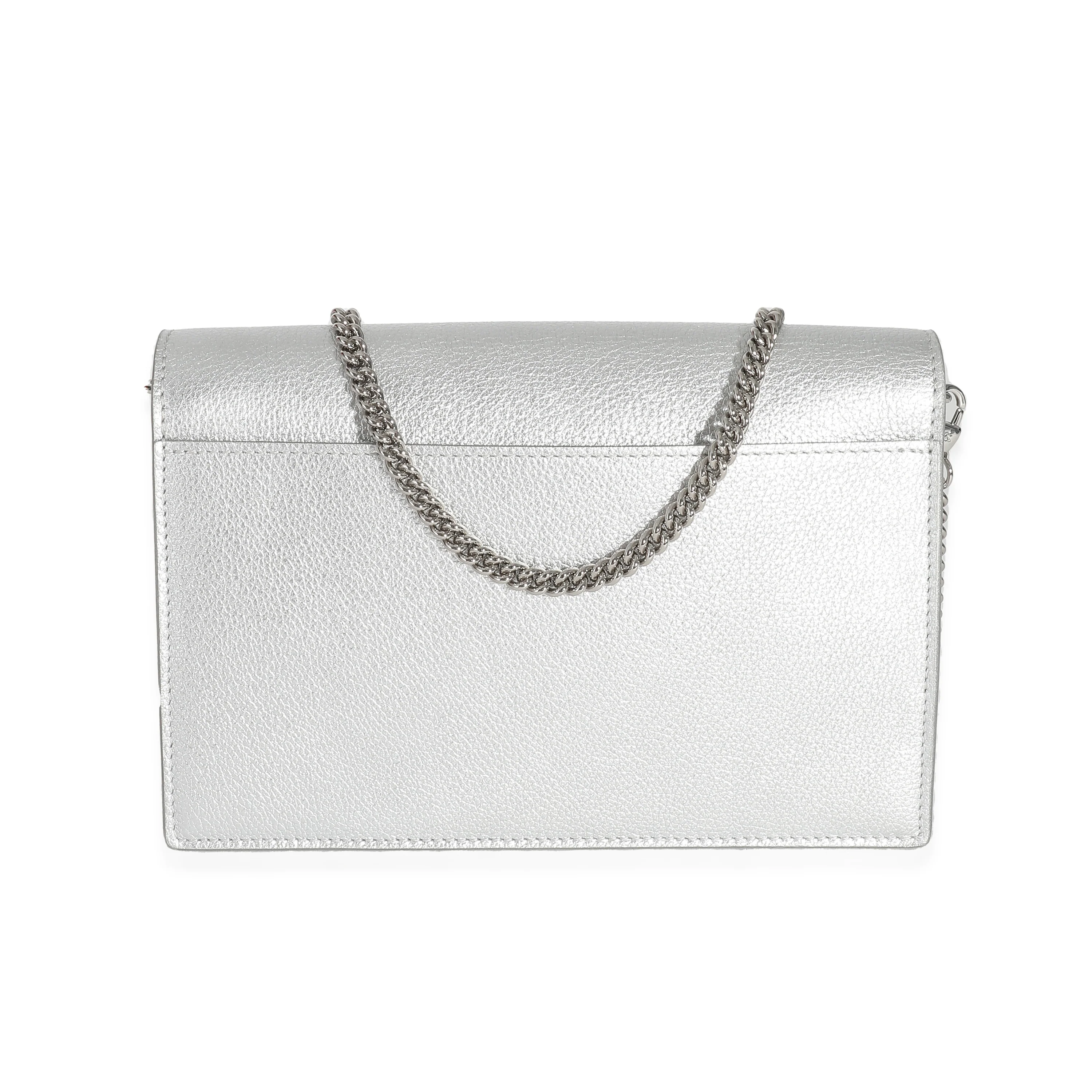 Louis Vuitton Silver Calfskin Mylockme Chain Pochette - Image 5