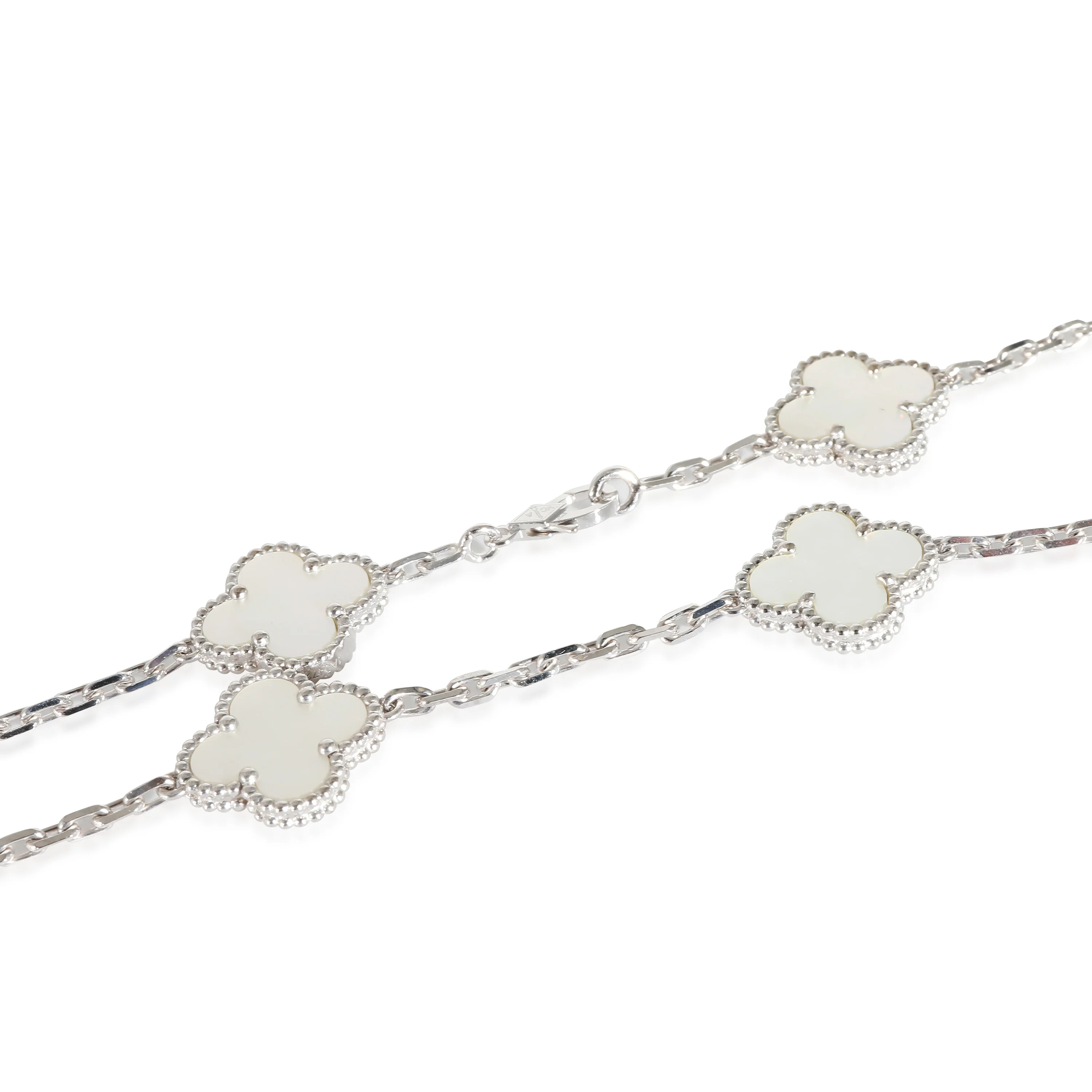 Van Cleef & Arpels Alhambra Mother Of Pearl Necklace in 18K White Gold - Image 3