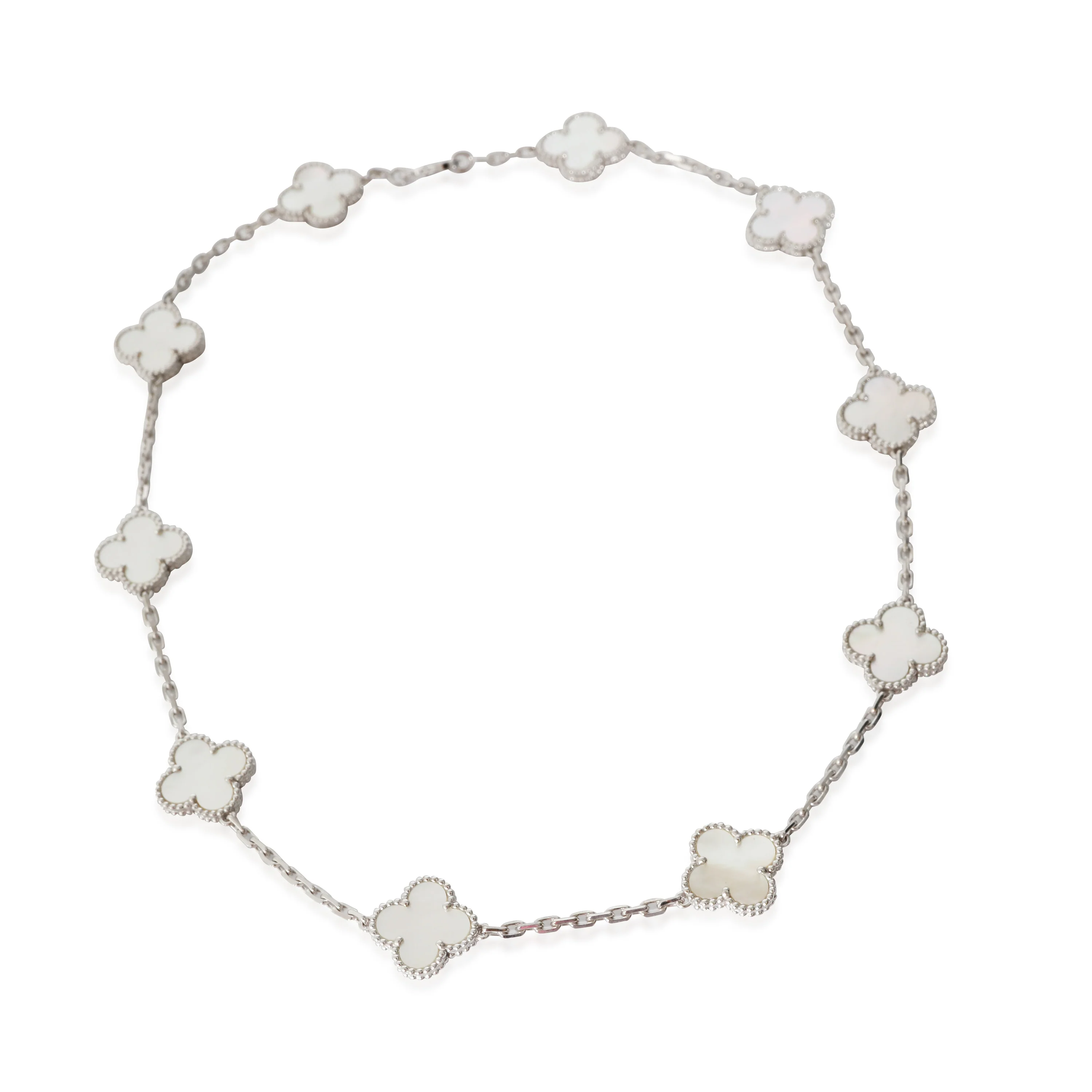 Van Cleef & Arpels Alhambra Mother Of Pearl Necklace in 18K White Gold - Image 2