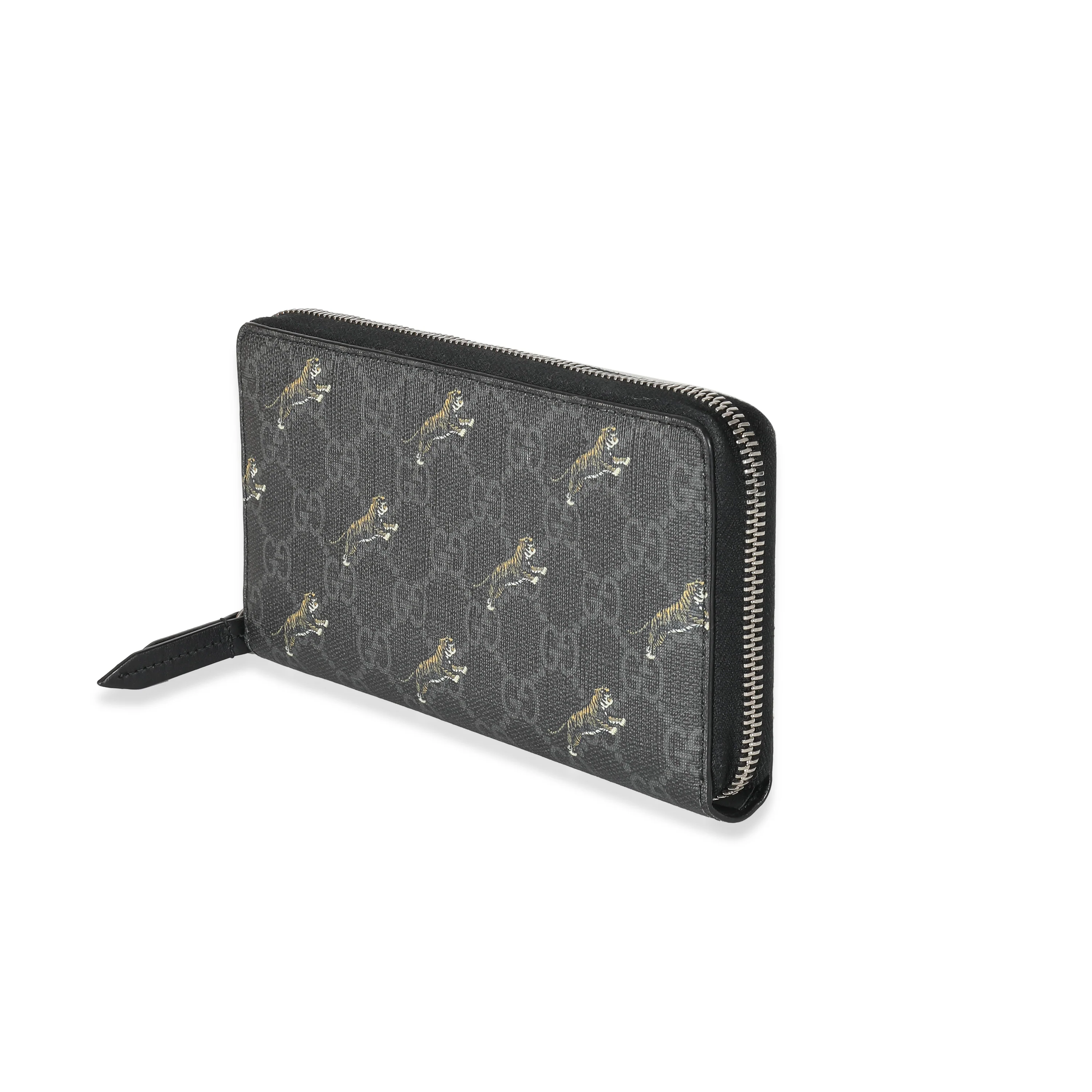 Gucci Black GG Supreme Canvas Tiger Zip Around Wallet - Image 2