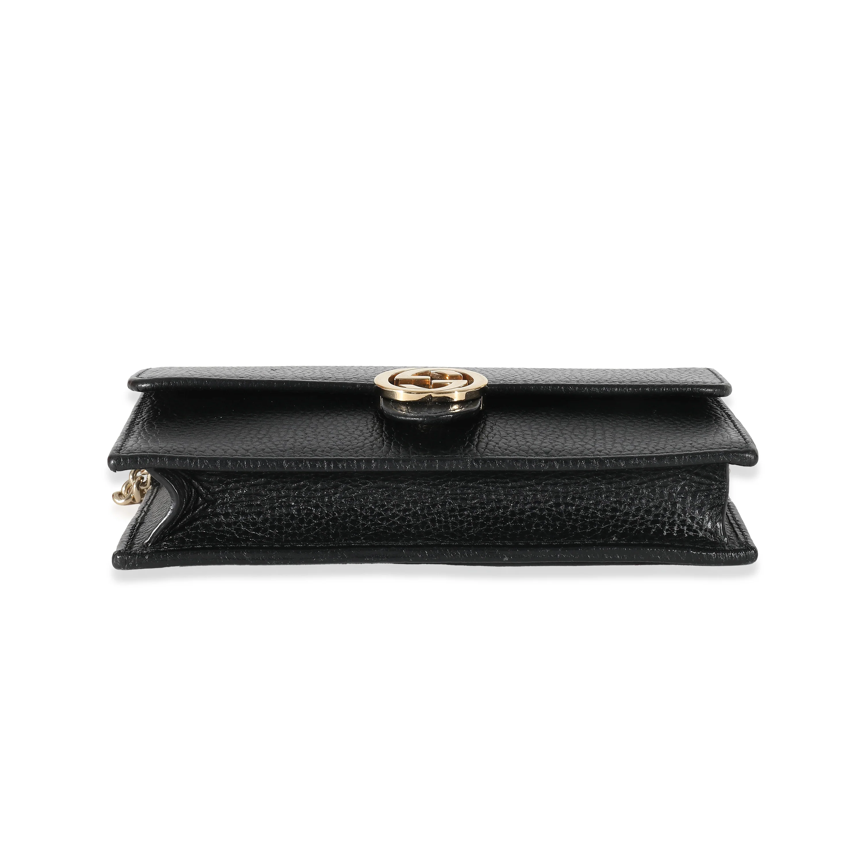 Gucci Black Dollar Calfskin Interlocking G Chain Wallet - Image 7