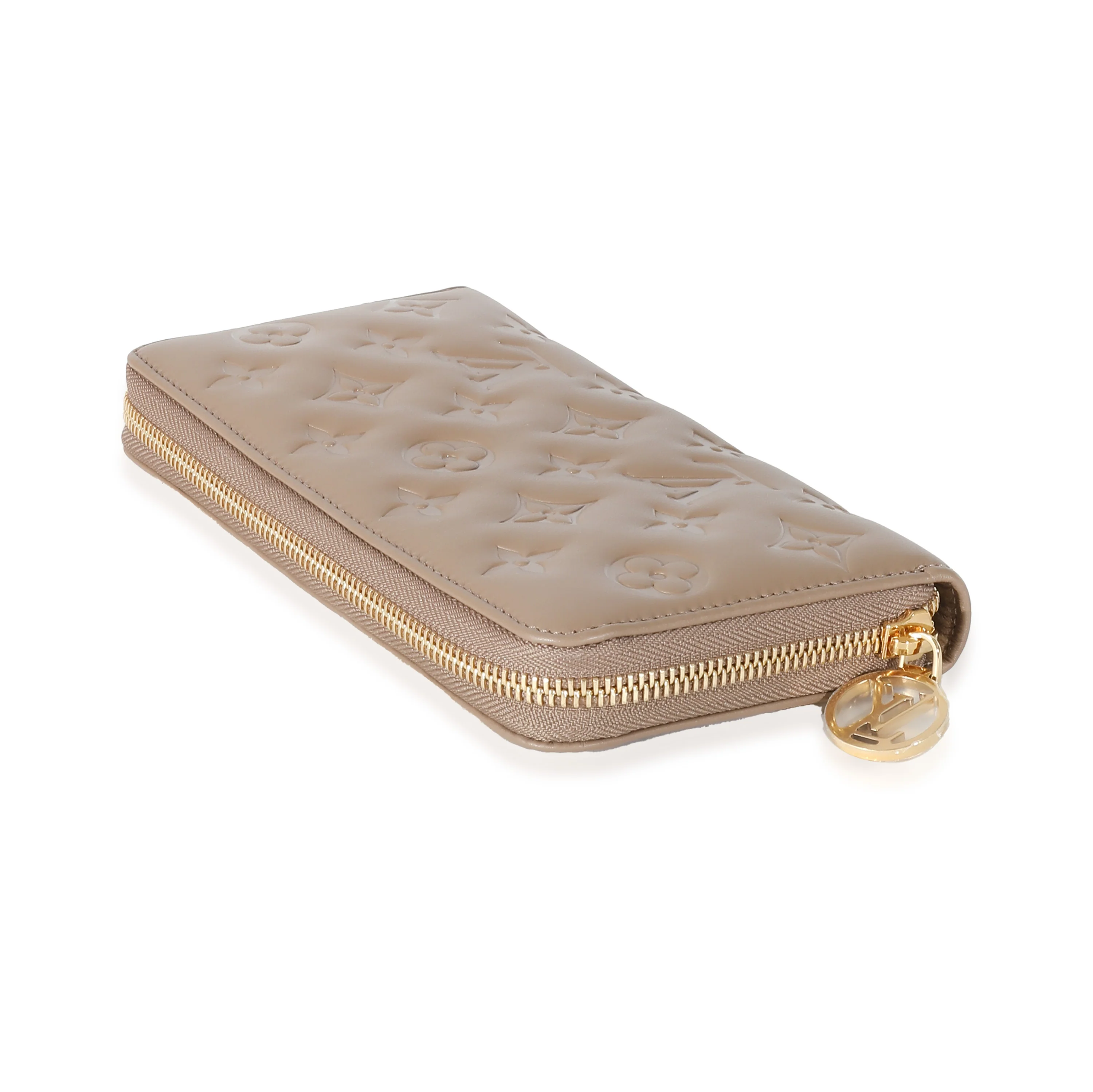 Louis Vuitton Taupe Monogram Embossed Lambskin Coussin Zippy Wallet - Image 3