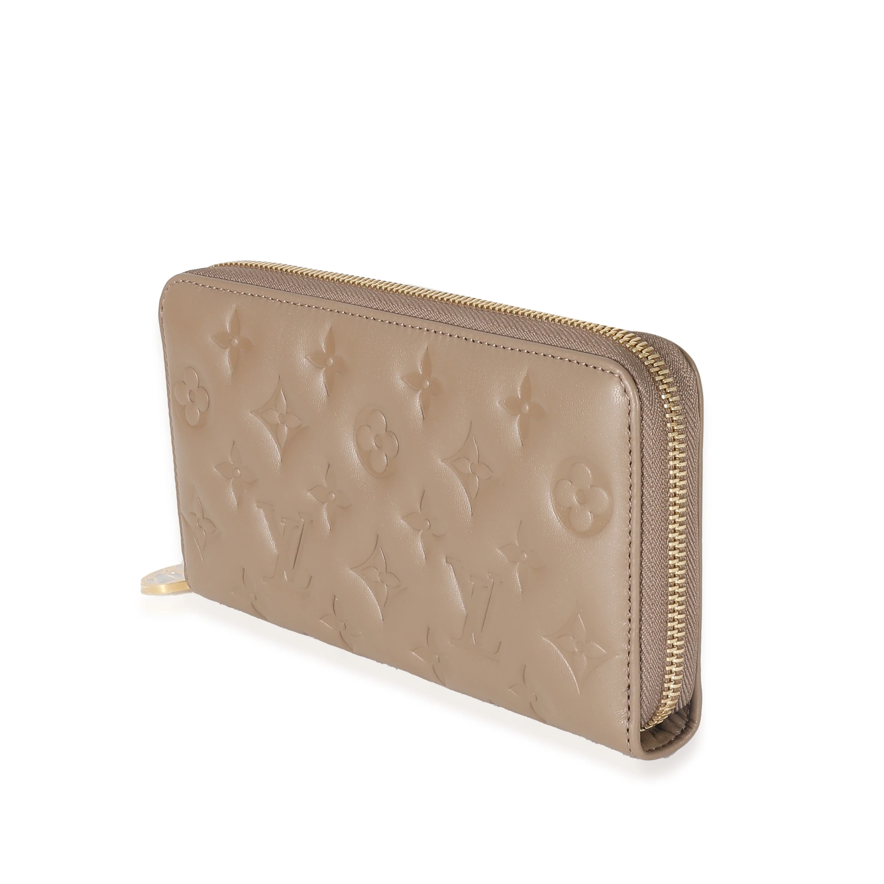 Louis Vuitton Taupe Monogram Embossed Lambskin Coussin Zippy Wallet - Image 4