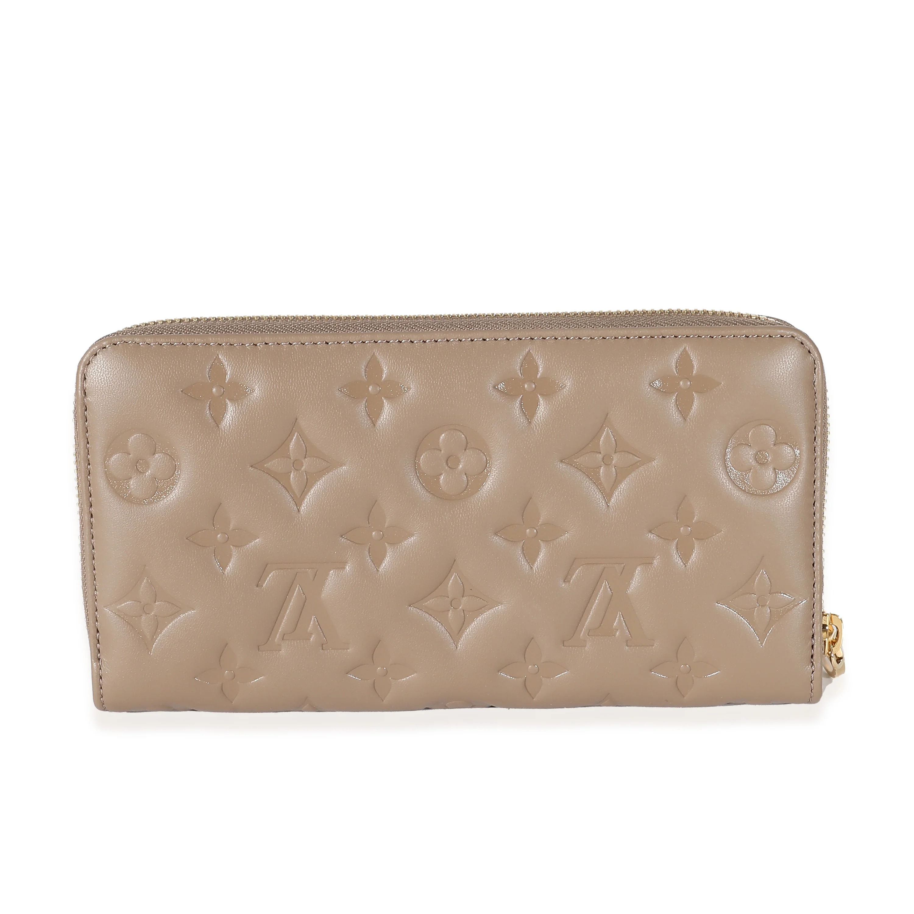 Louis Vuitton Taupe Monogram Embossed Lambskin Coussin Zippy Wallet - Image 7