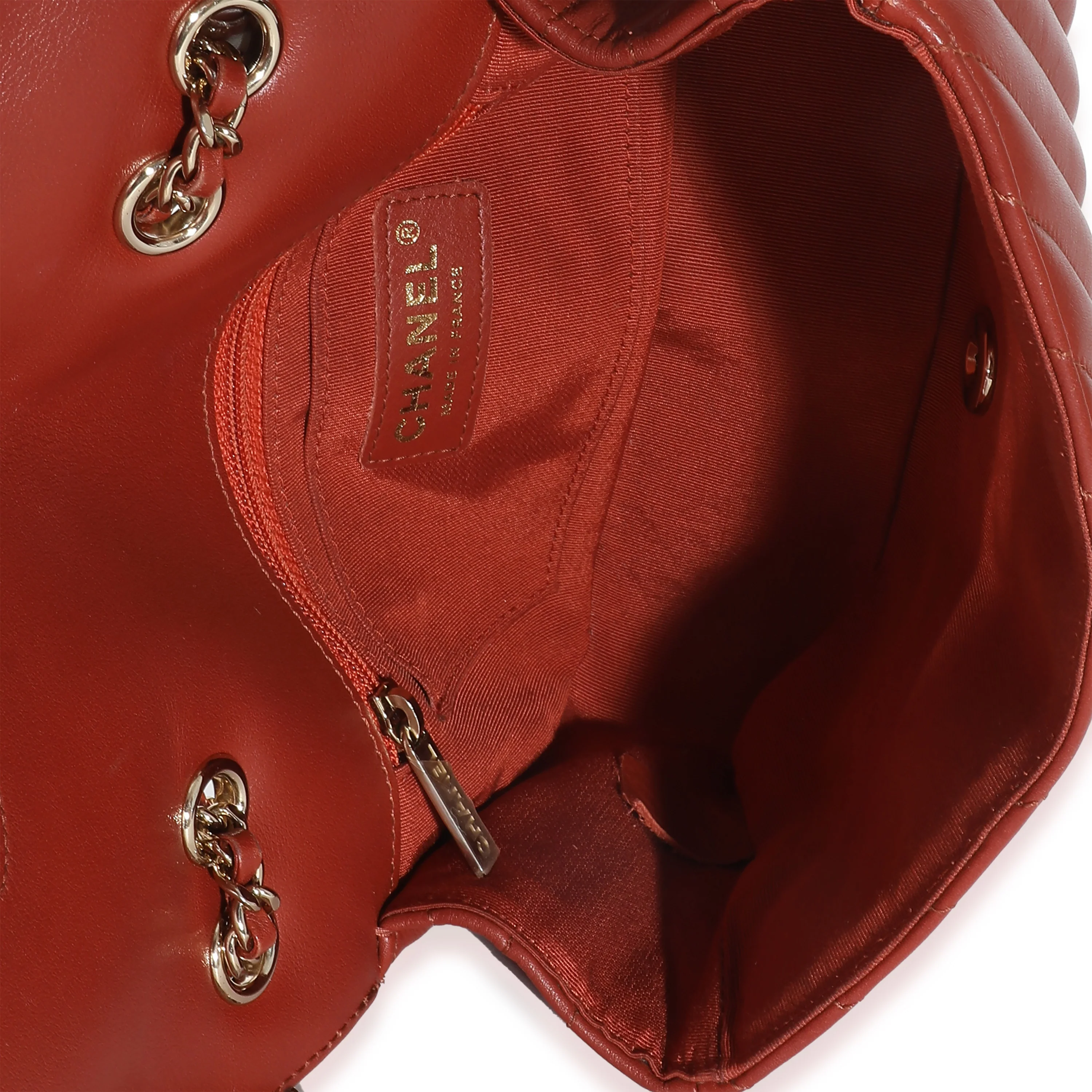 Chanel Brown Quilted Calfskin Chevron Small Statement Flap - Image 9
