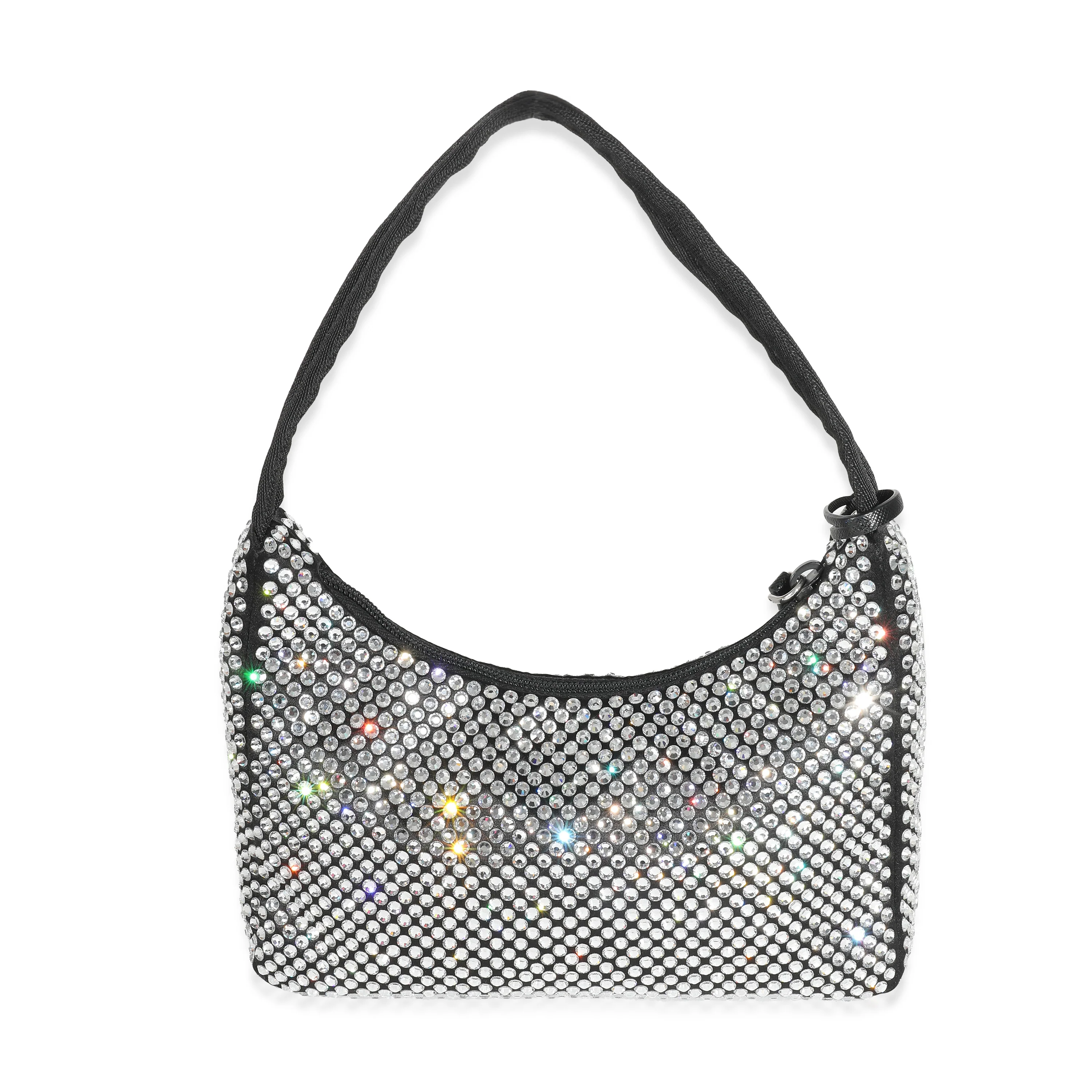 Prada Black Satin Crystal Re-Edition 2000 Mini Bag - Image 5