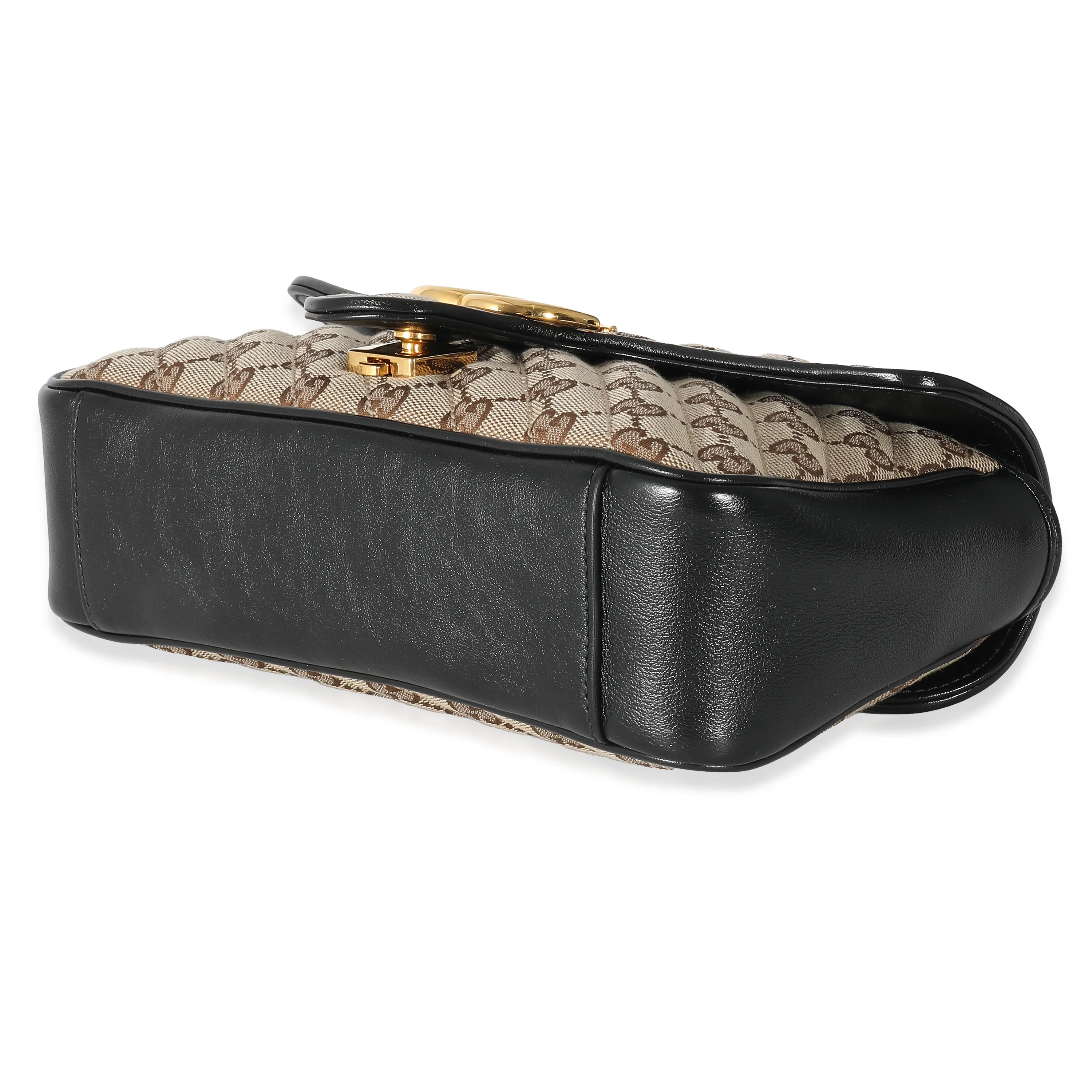 Gucci Black Beige Monogram Matelasse Diagonal Small GG Marmont - Image 4