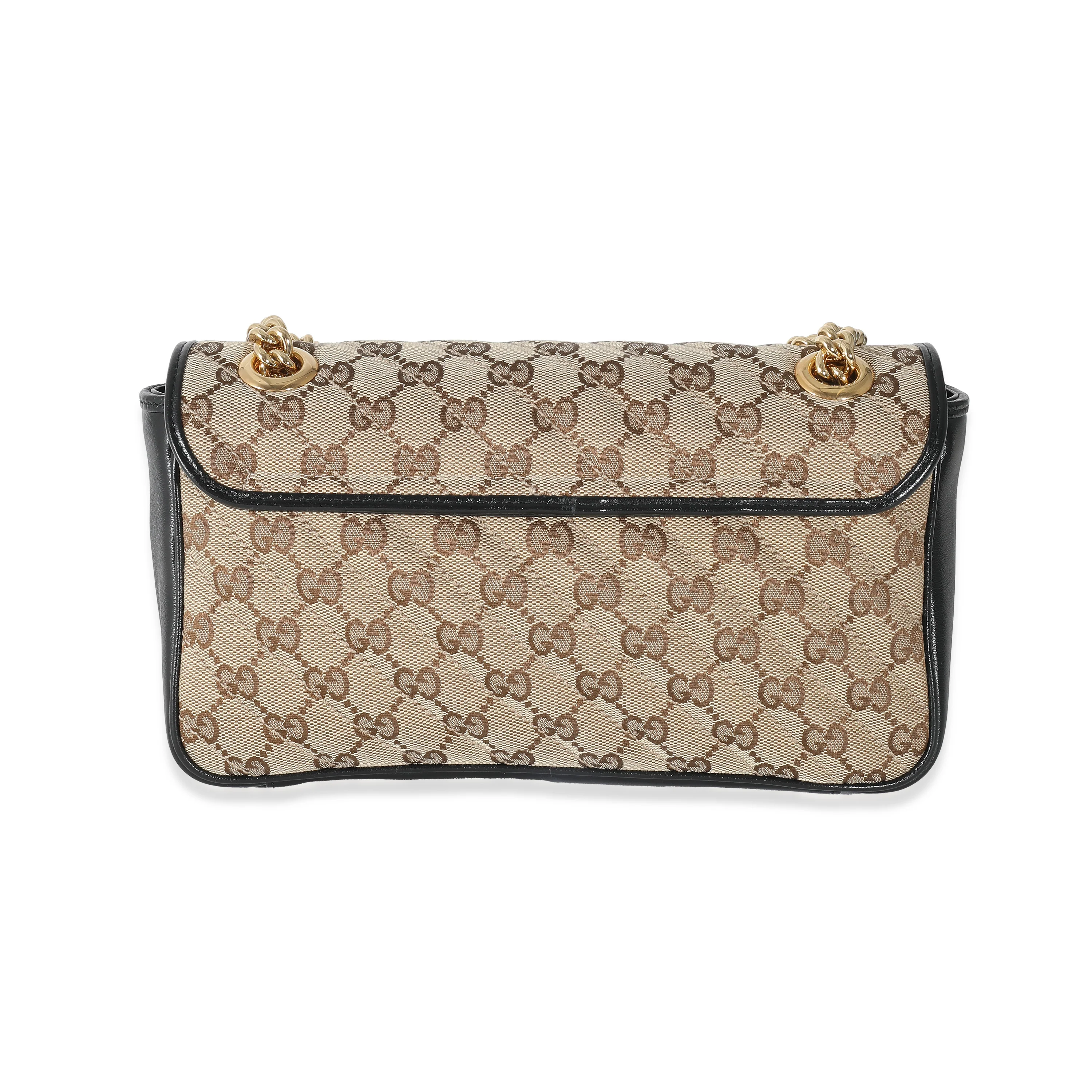 Gucci Black Beige Monogram Matelasse Diagonal Small GG Marmont - Image 5