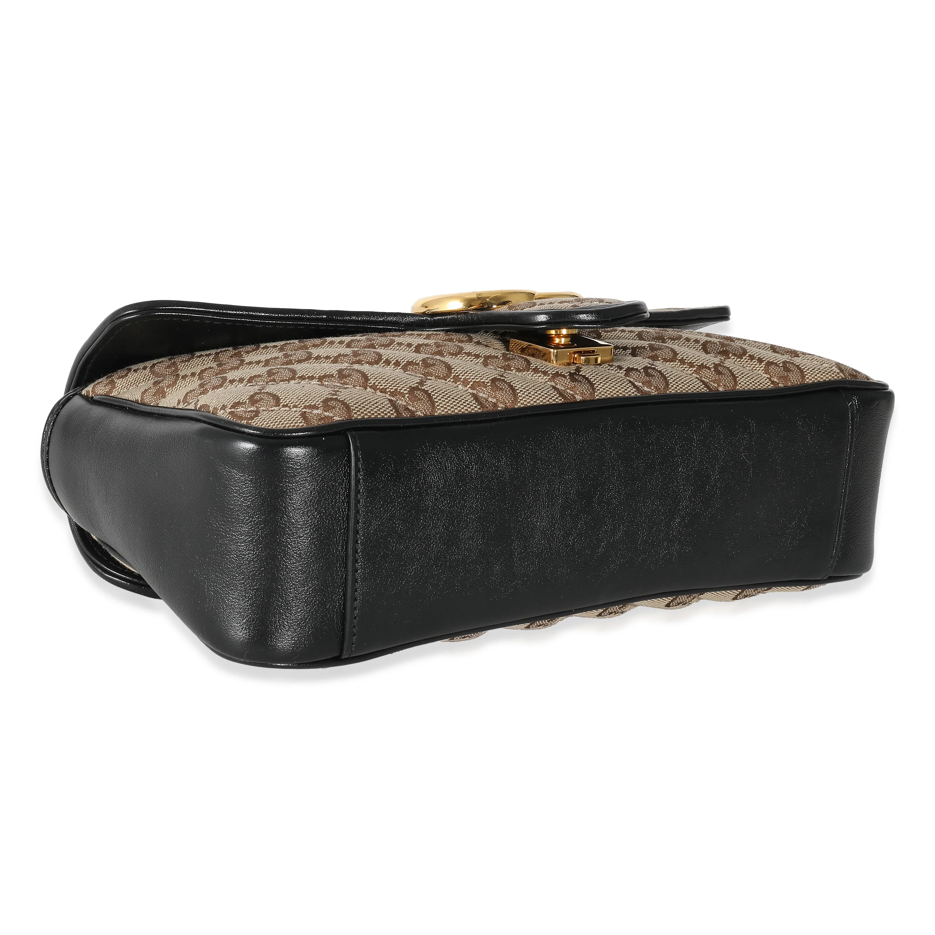 Gucci Black Beige Monogram Matelasse Diagonal Small GG Marmont - Image 7