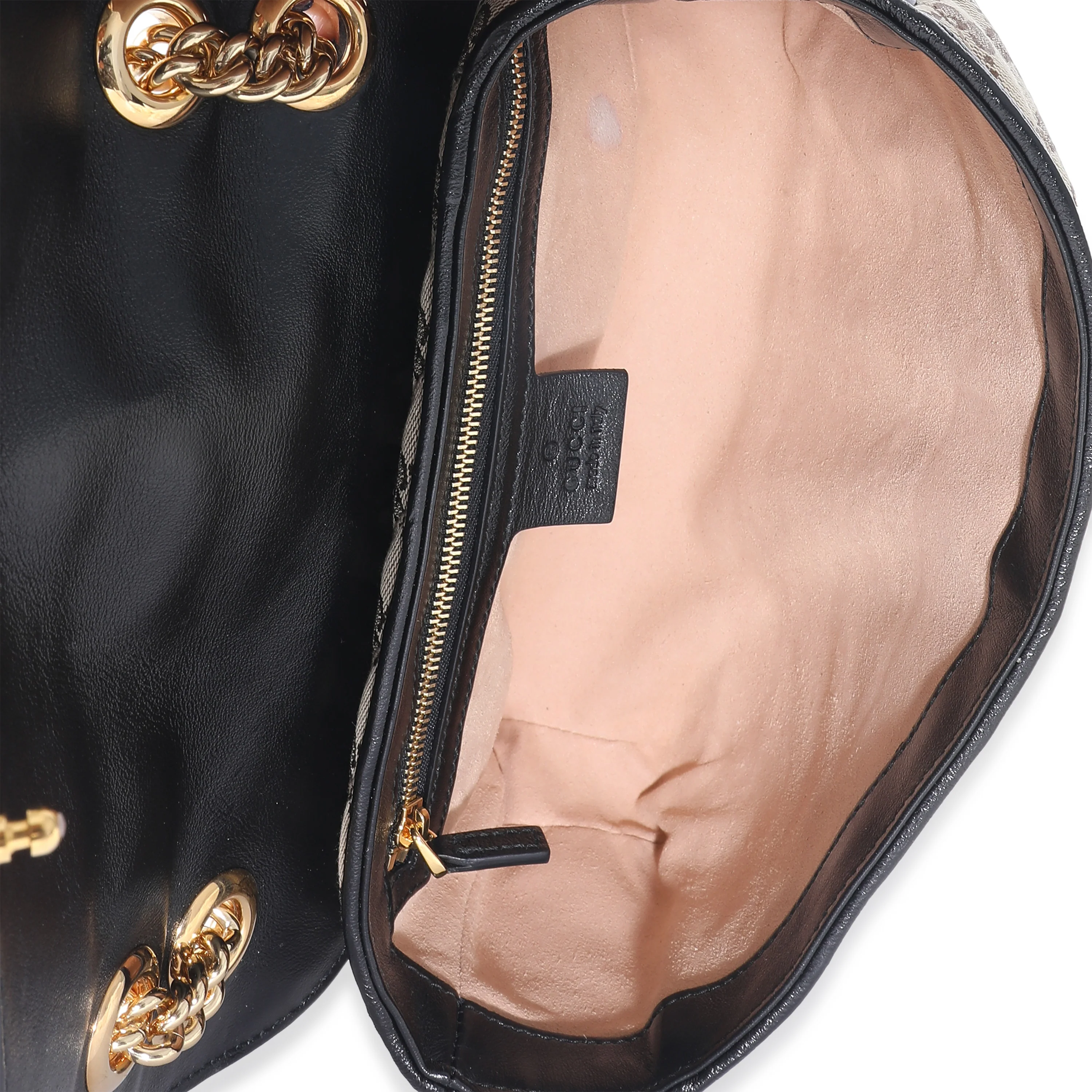 Gucci Black Beige Monogram Matelasse Diagonal Small GG Marmont - Image 9