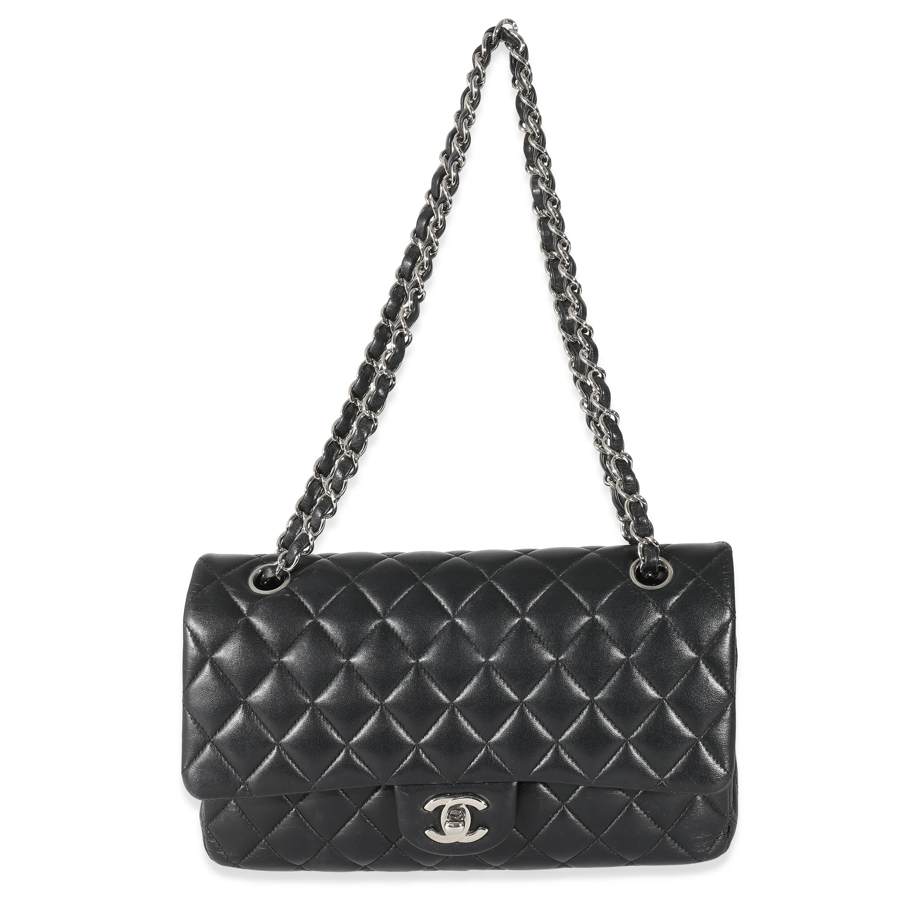 Chanel Black Quilted Lambskin Medium Classic Double Flap Bag - Image 8