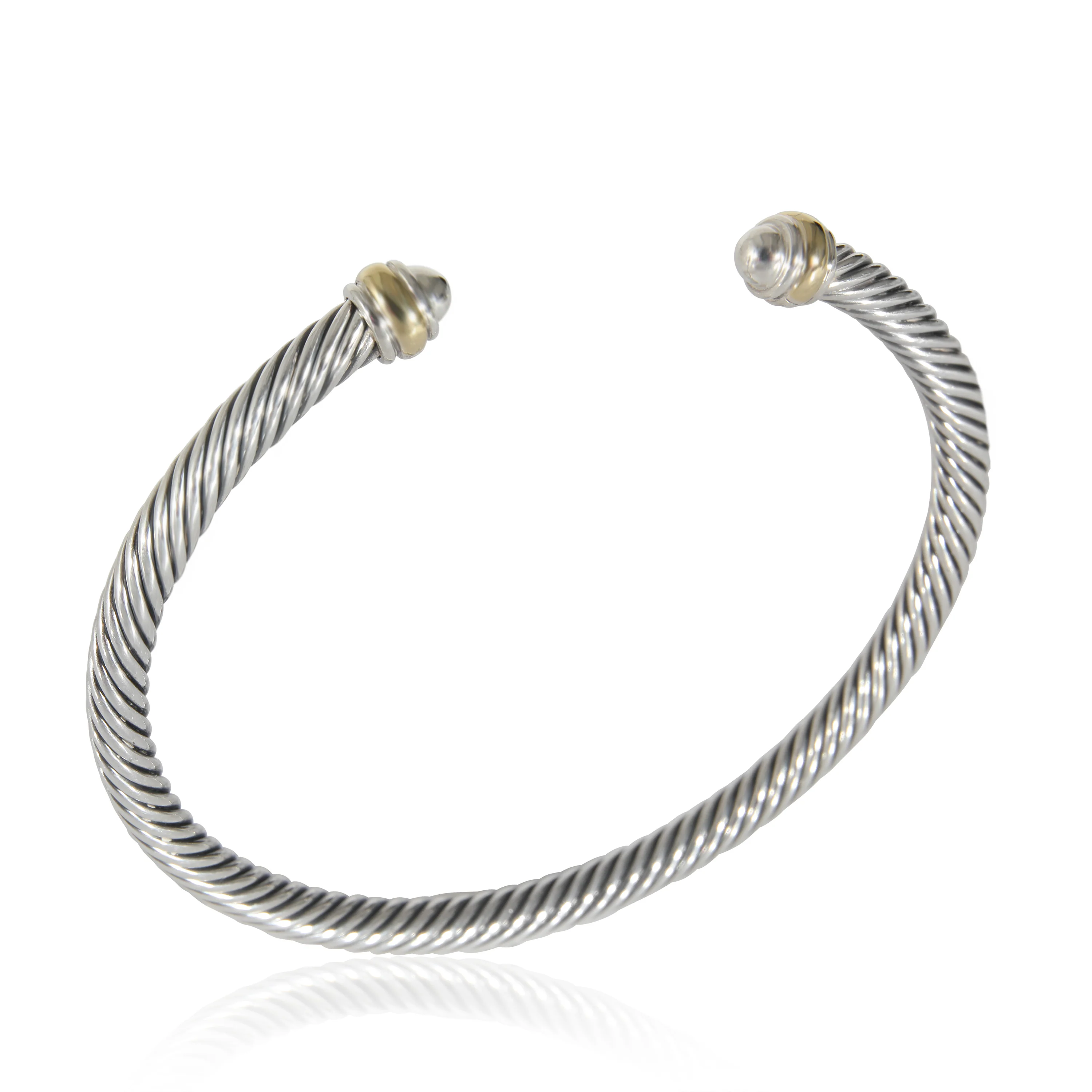 David Yurman Cable Classic 4mm Cuff in Yellow Gold/Sterling Silver - Image 4