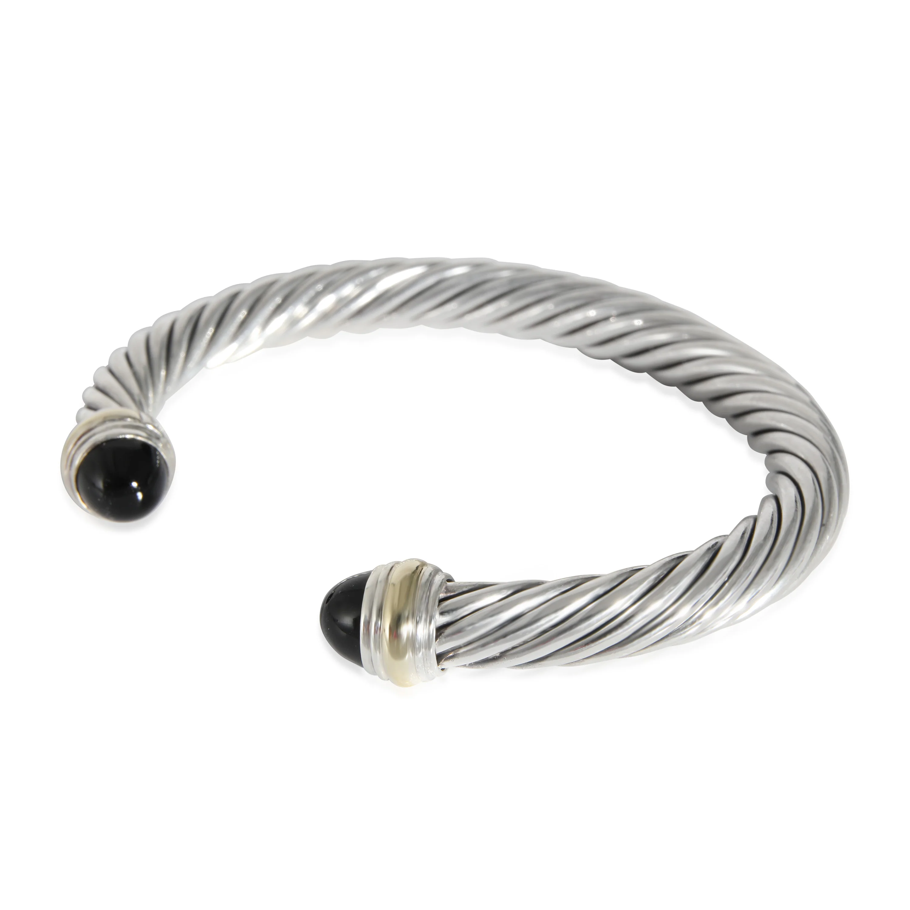 David Yurman Cable Classics 7mm Cuff With Onyx in Yellow Gold/Sterling Silver - Image 2