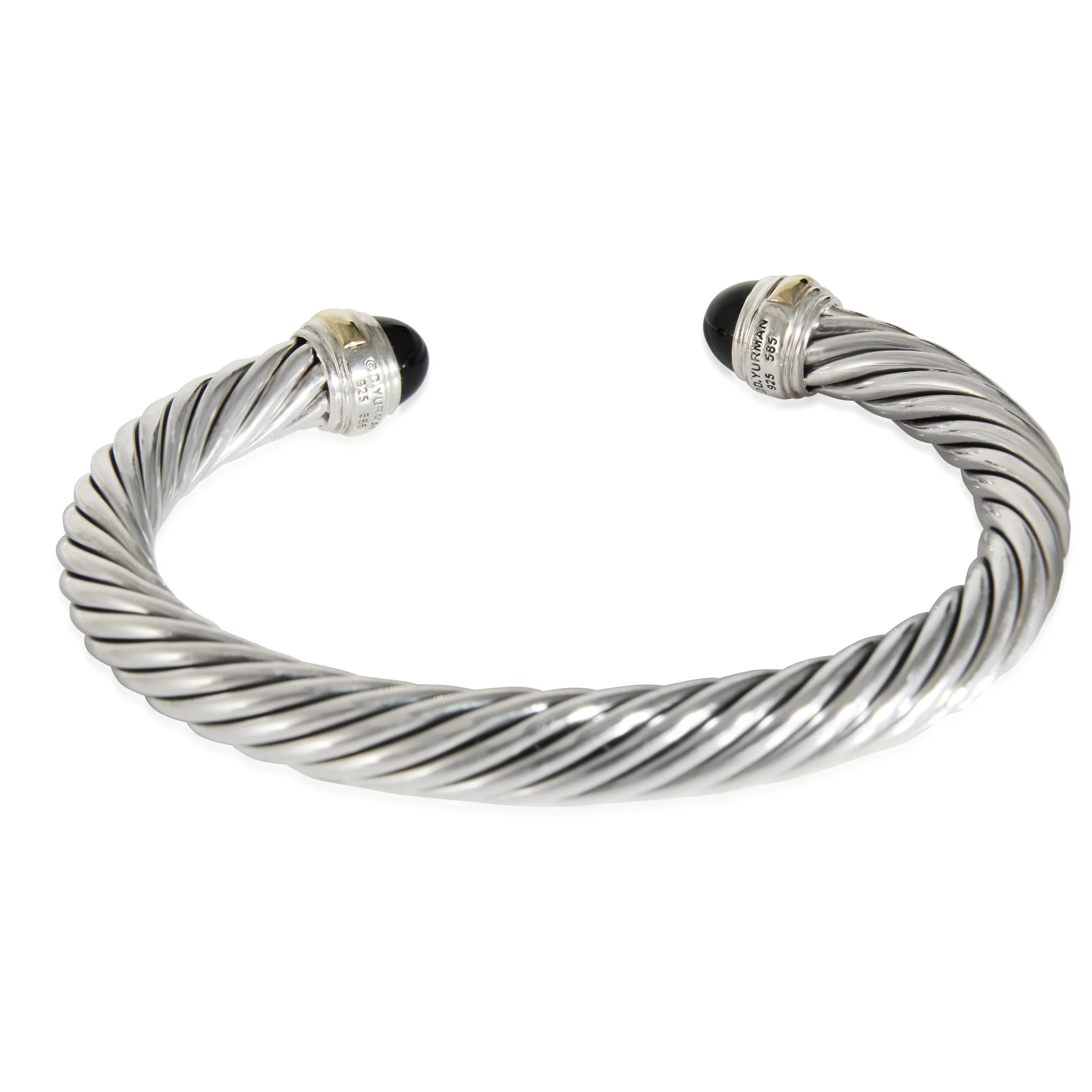 David Yurman Cable Classics 7mm Cuff With Onyx in Yellow Gold/Sterling Silver - Image 4