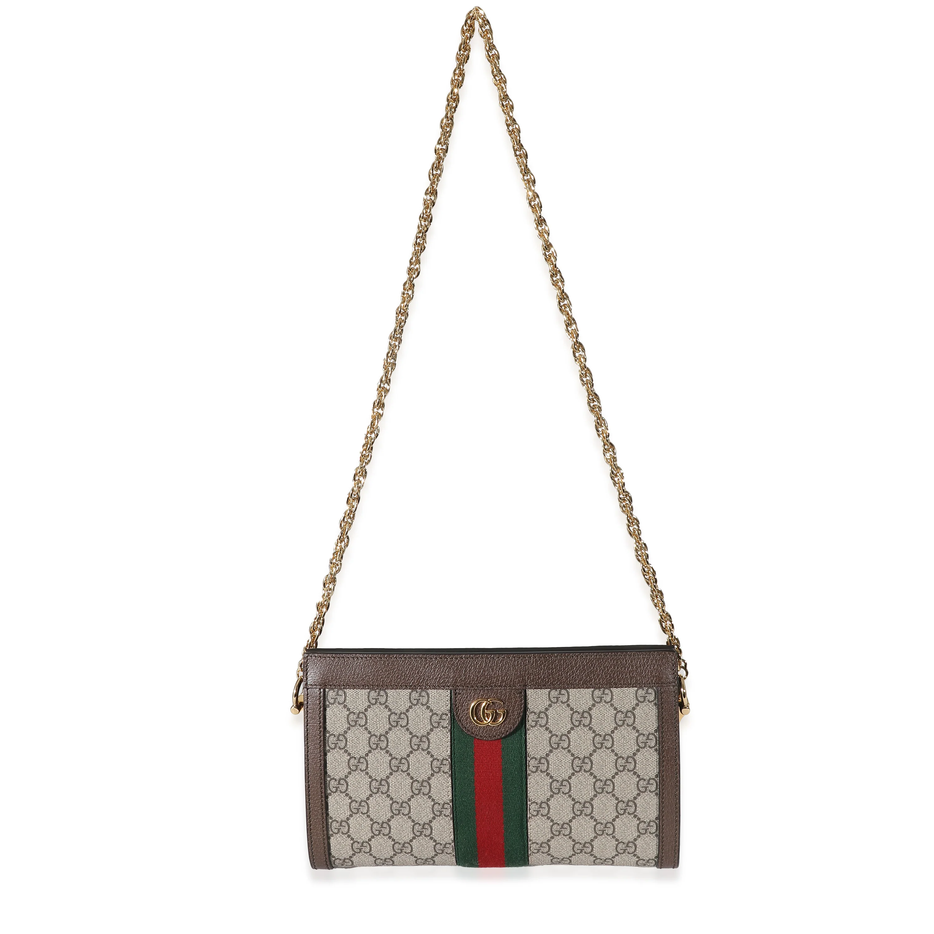 Gucci Beige GG Supreme Small Ophidia Web Chain Bag - Image 8