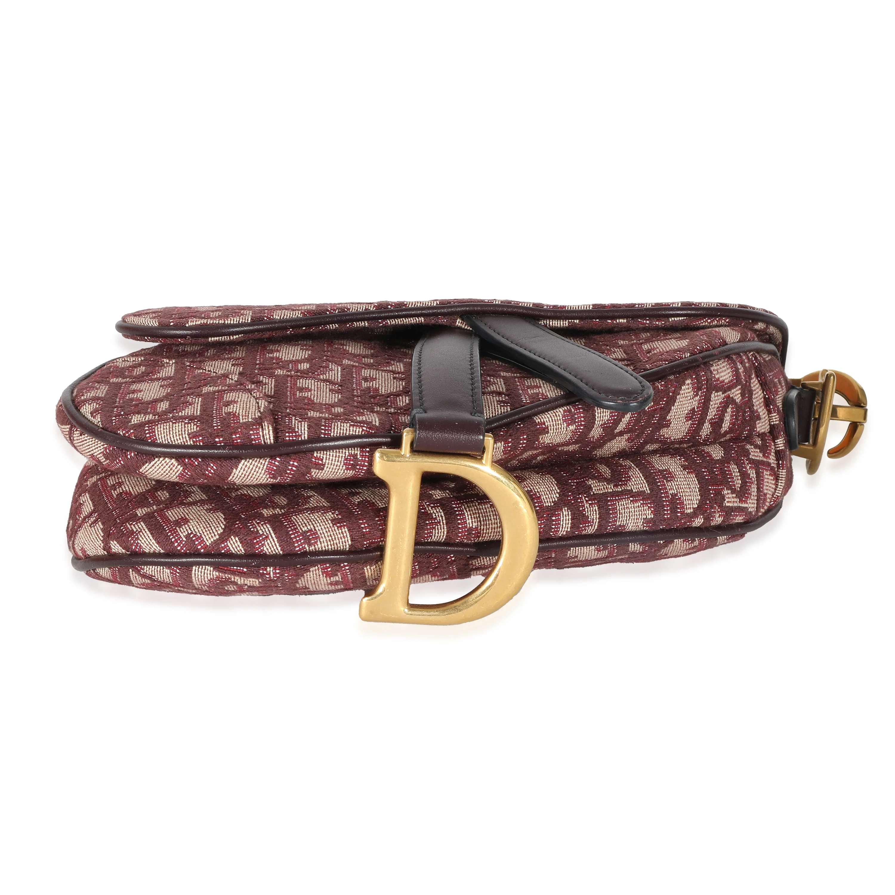Christian Dior Burgundy Oblique Canvas Mini Saddle Bag - Image 3