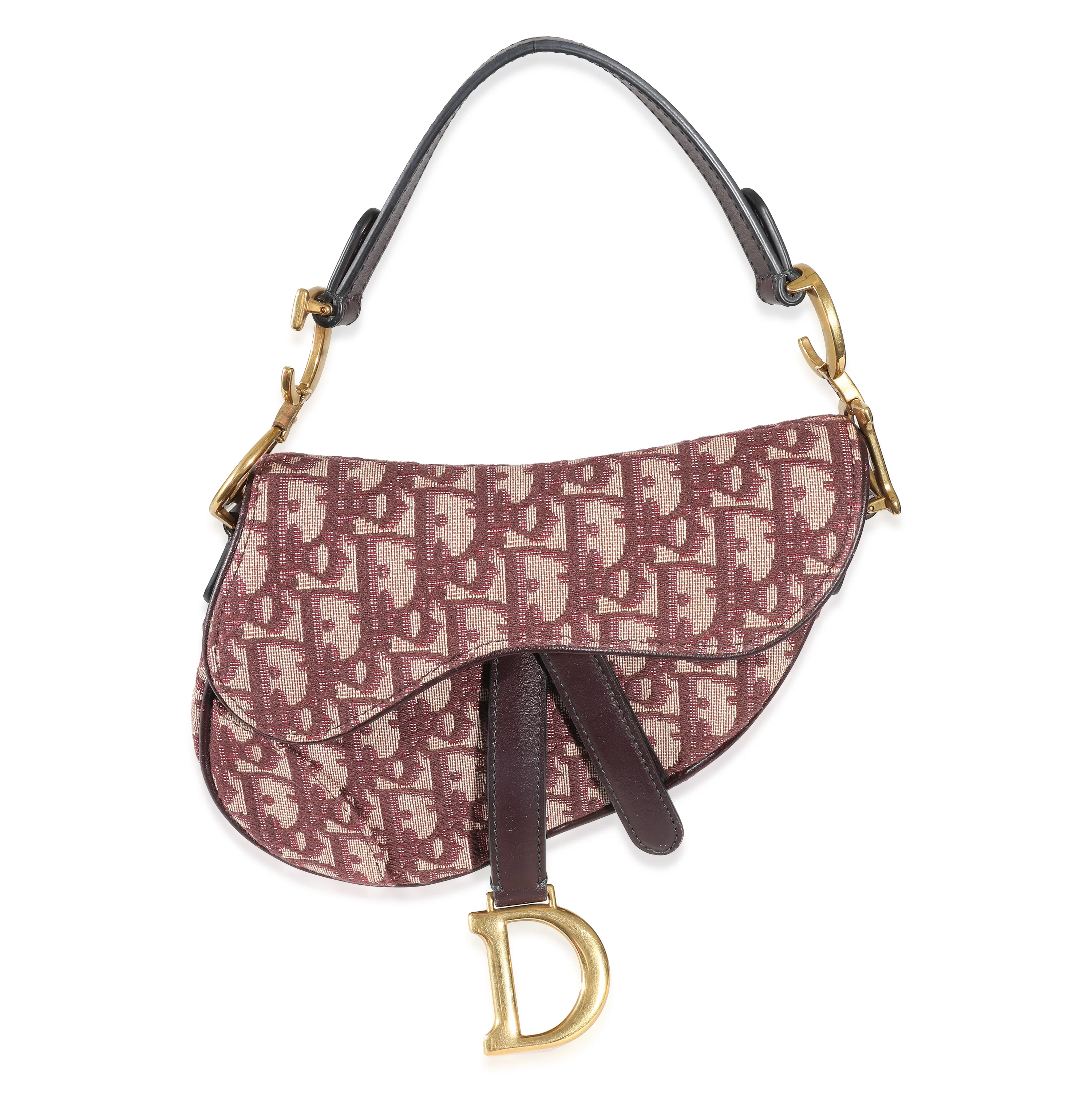 Christian Dior Burgundy Oblique Canvas Mini Saddle Bag - Image 4