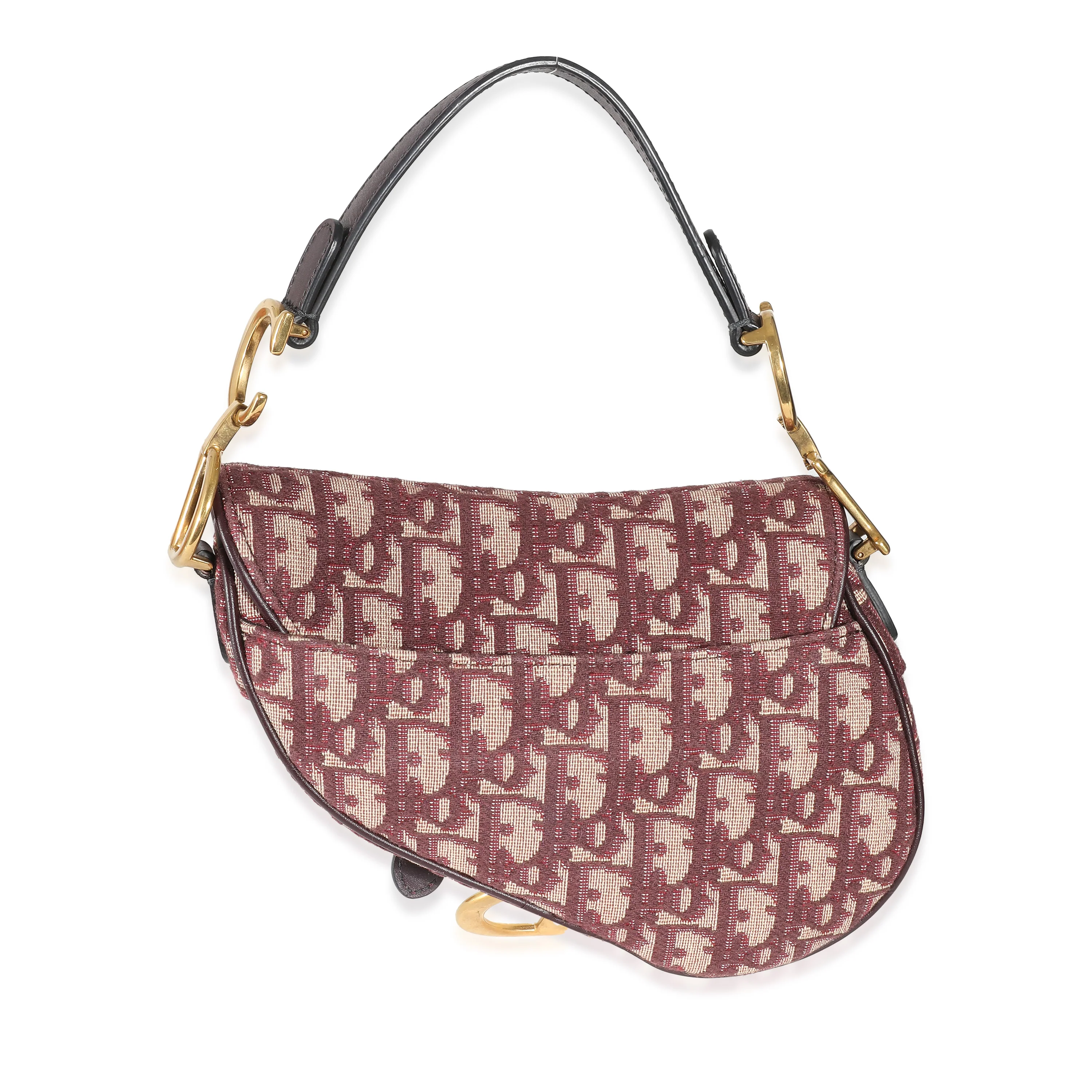 Christian Dior Burgundy Oblique Canvas Mini Saddle Bag - Image 5