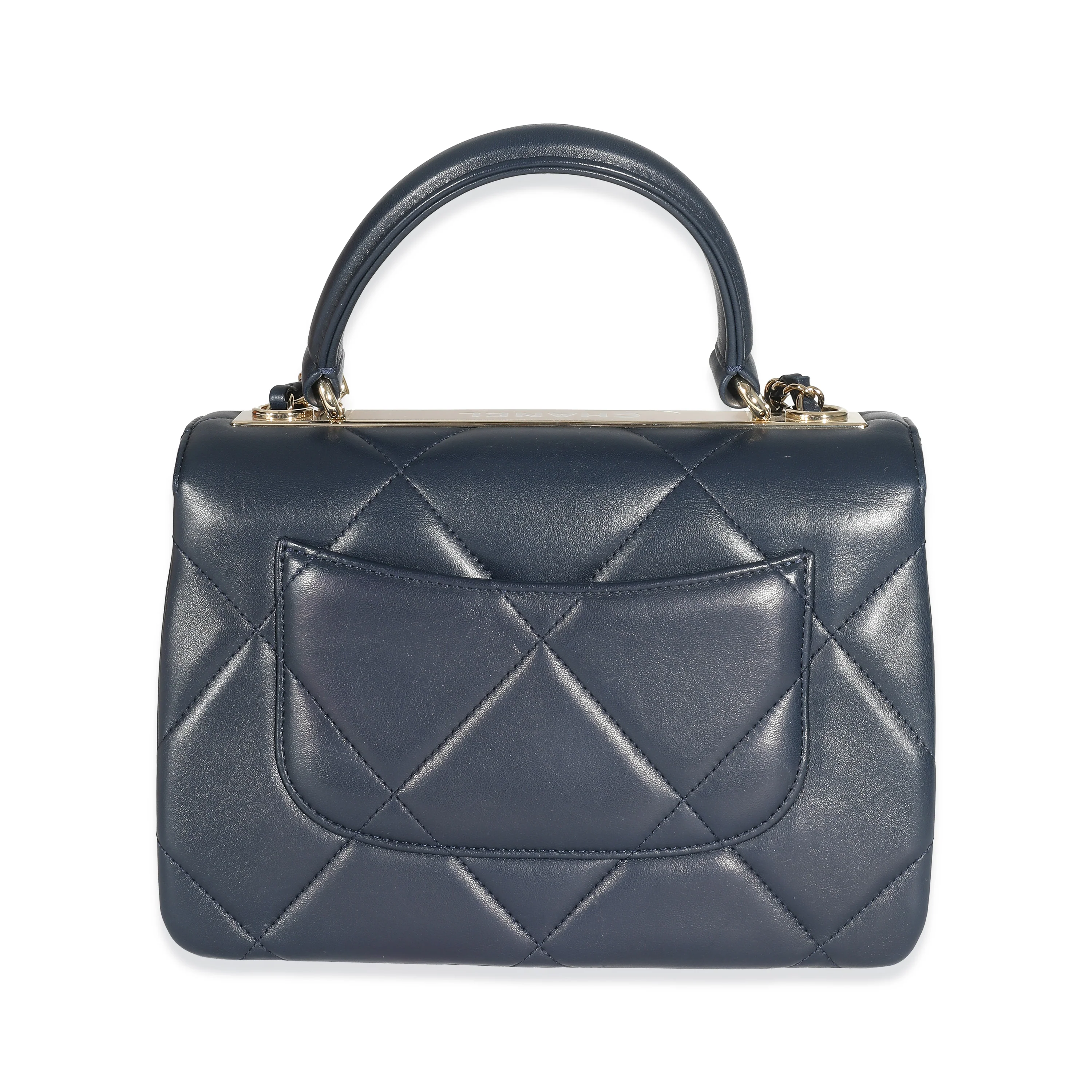 Chanel Navy Quilted Lambskin Small Trendy CC Top Handle - Image 5