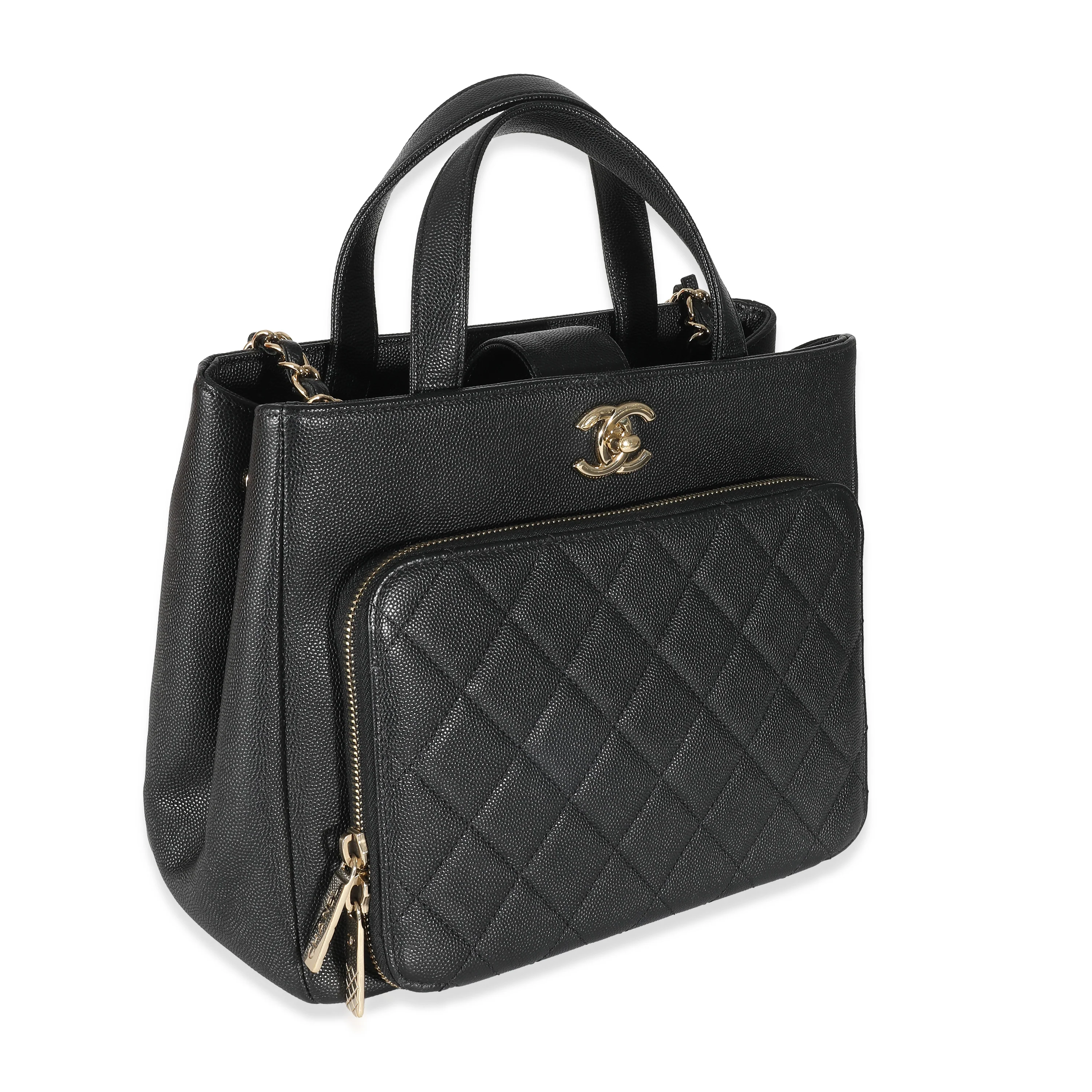 Chanel Black Quilted Caviar Small Business Affinity Tote - Image 3