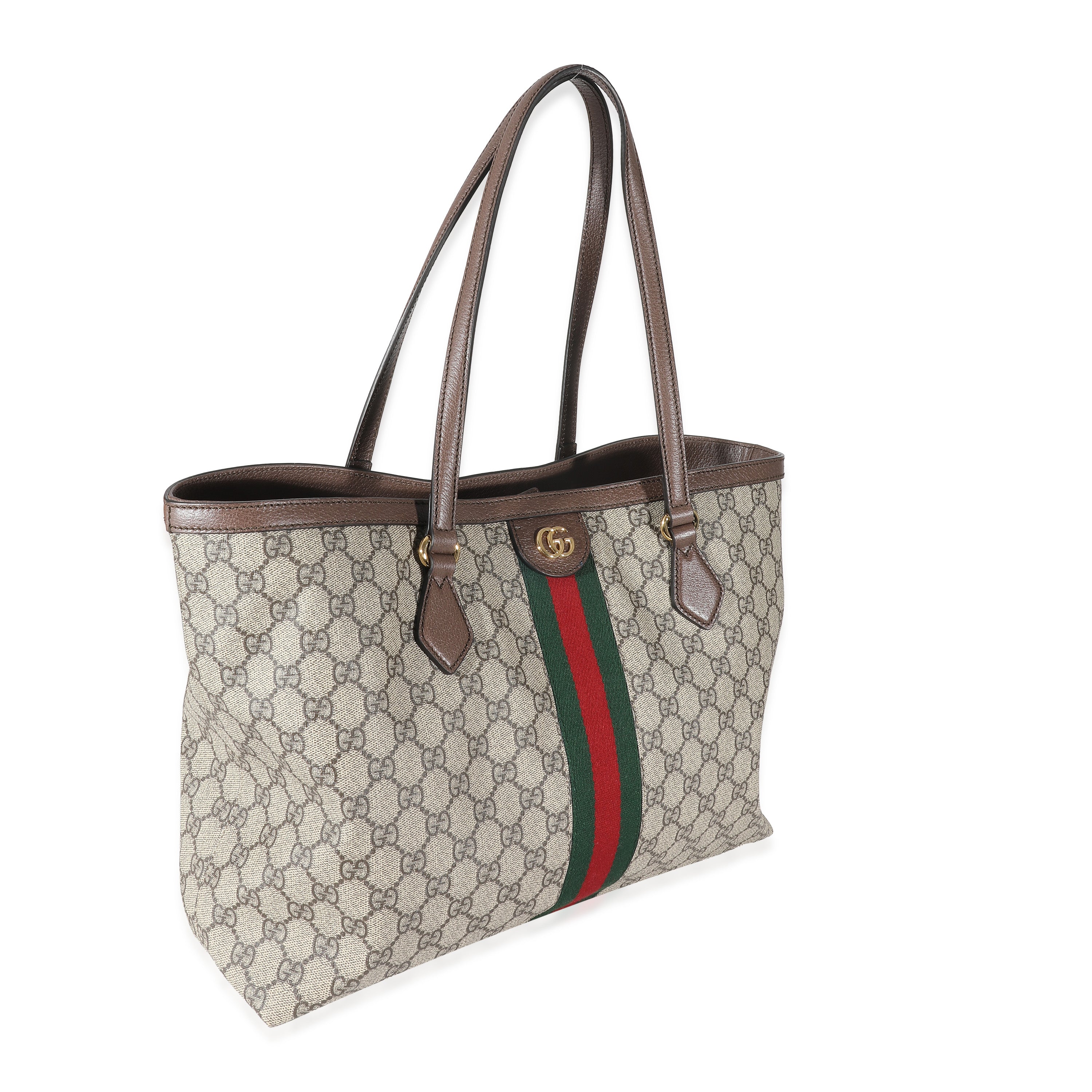 Gucci Beige GG Supreme Canvas Medium Ophidia Web Tote - Image 3