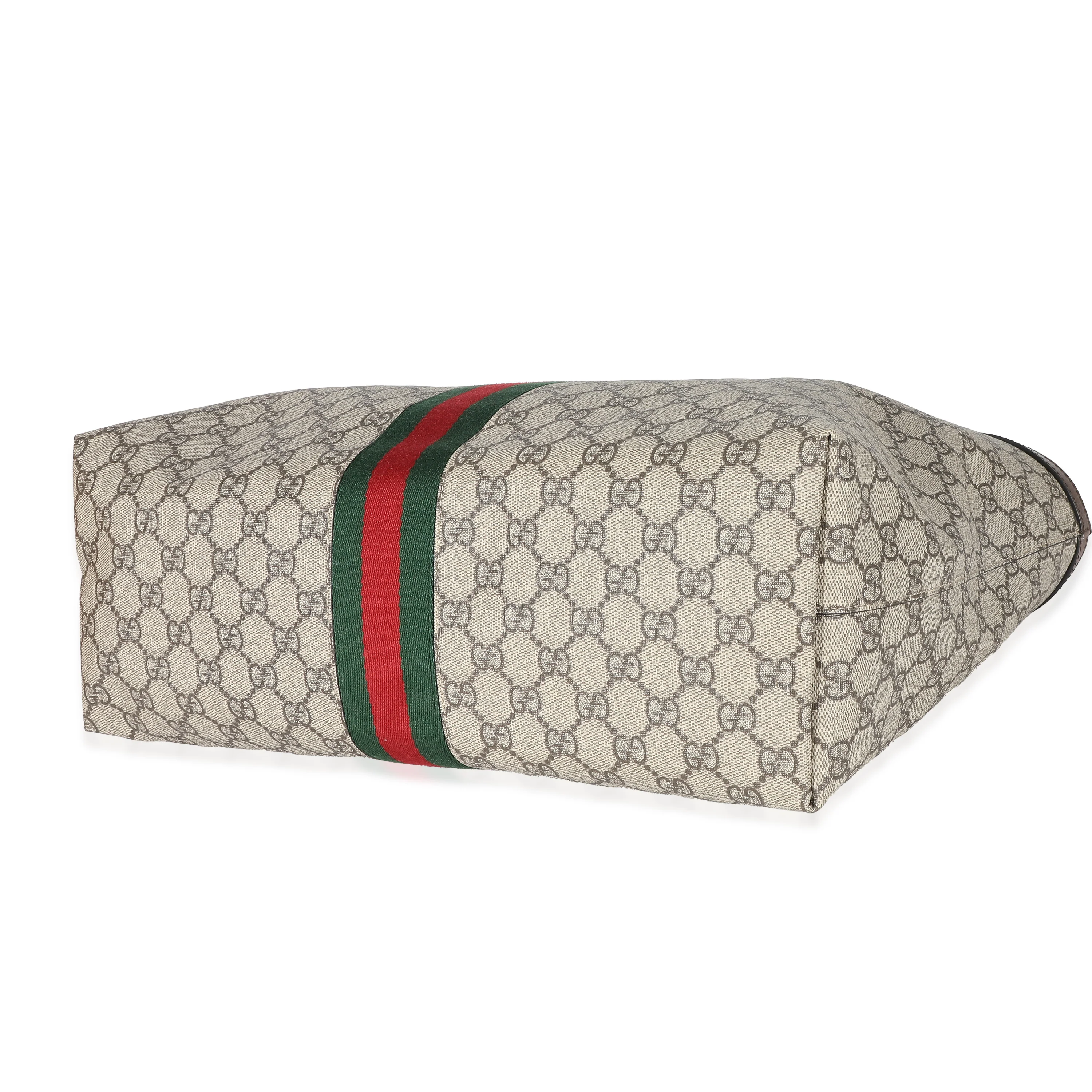 Gucci Beige GG Supreme Canvas Medium Ophidia Web Tote - Image 5