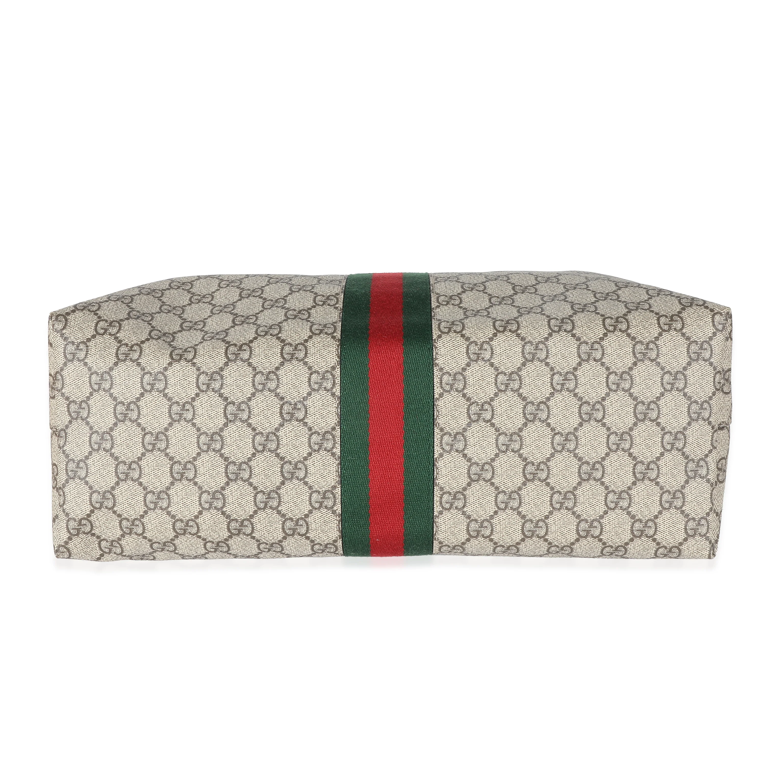 Gucci Beige GG Supreme Canvas Medium Ophidia Web Tote - Image 6