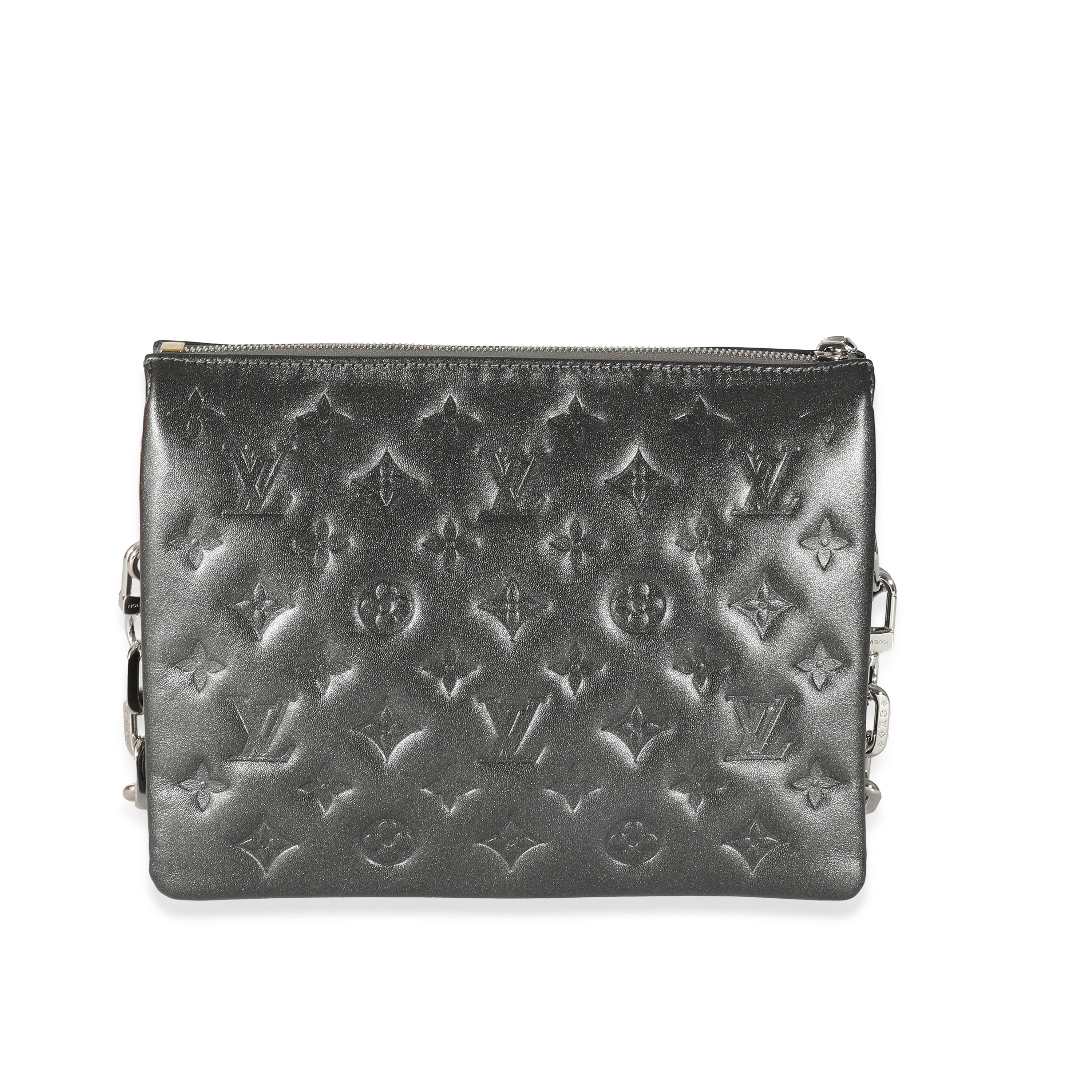 Louis Vuitton Anthracite Lambskin Embossed Monogram Coussin PM - Image 5