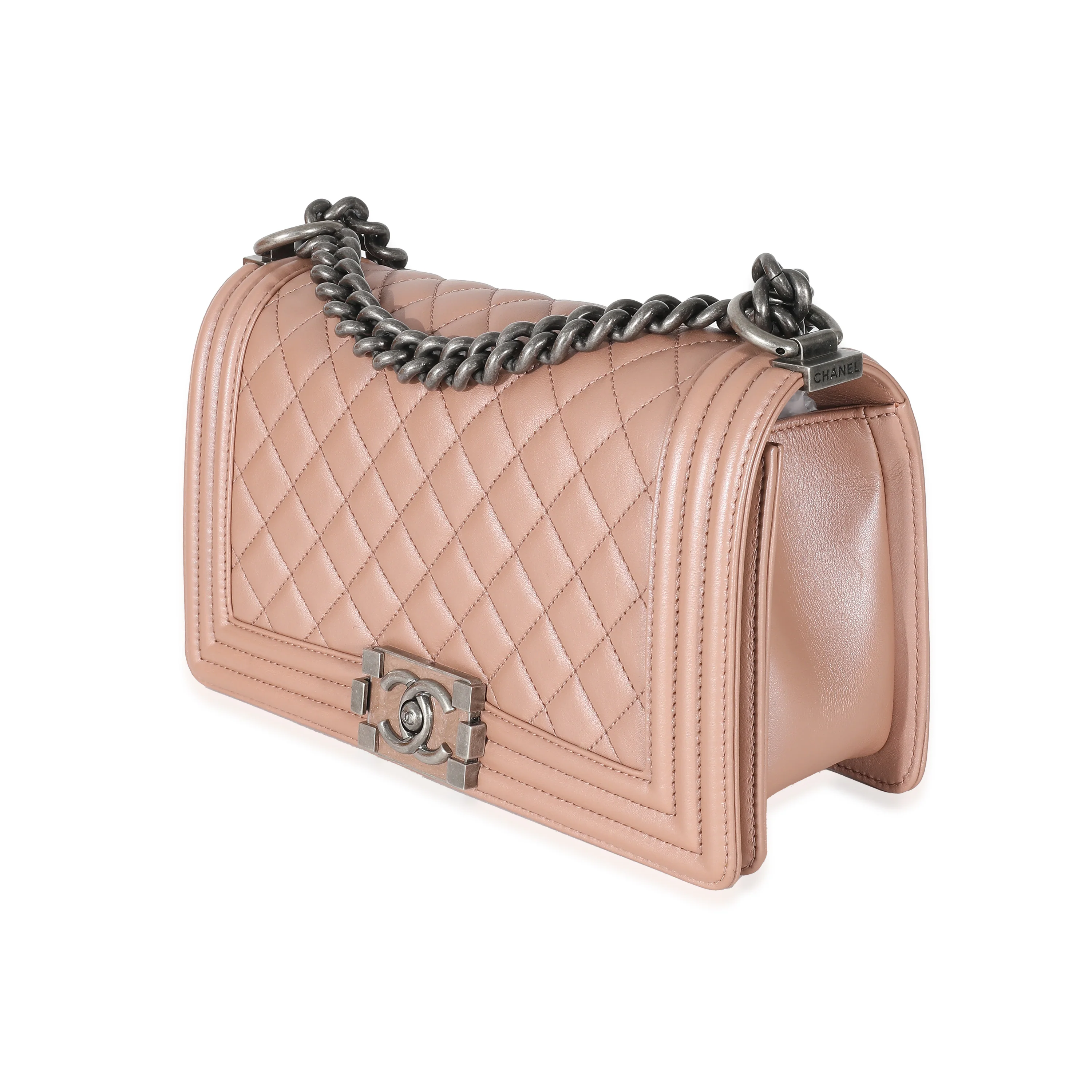 Chanel Pink Iridescent Calfskin Medium Boy Bag - Image 2