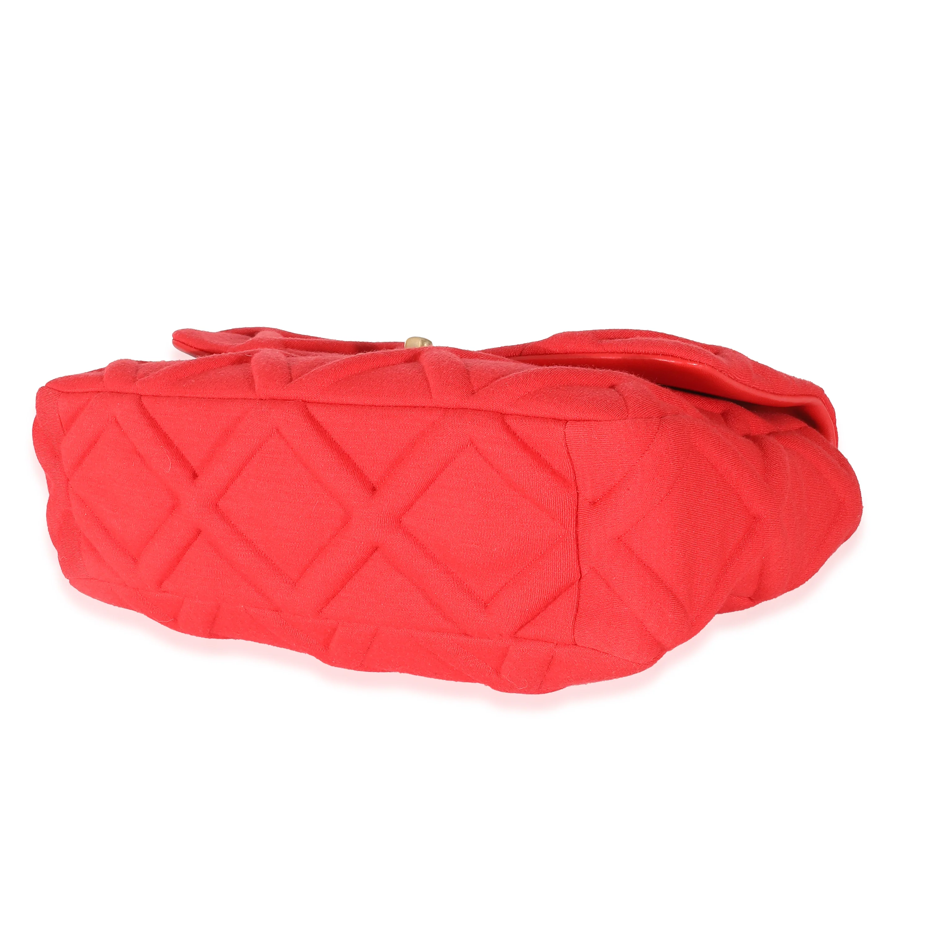 Chanel Red Quilted Jersey Large Chanel 19 Flap Bag - Image 2