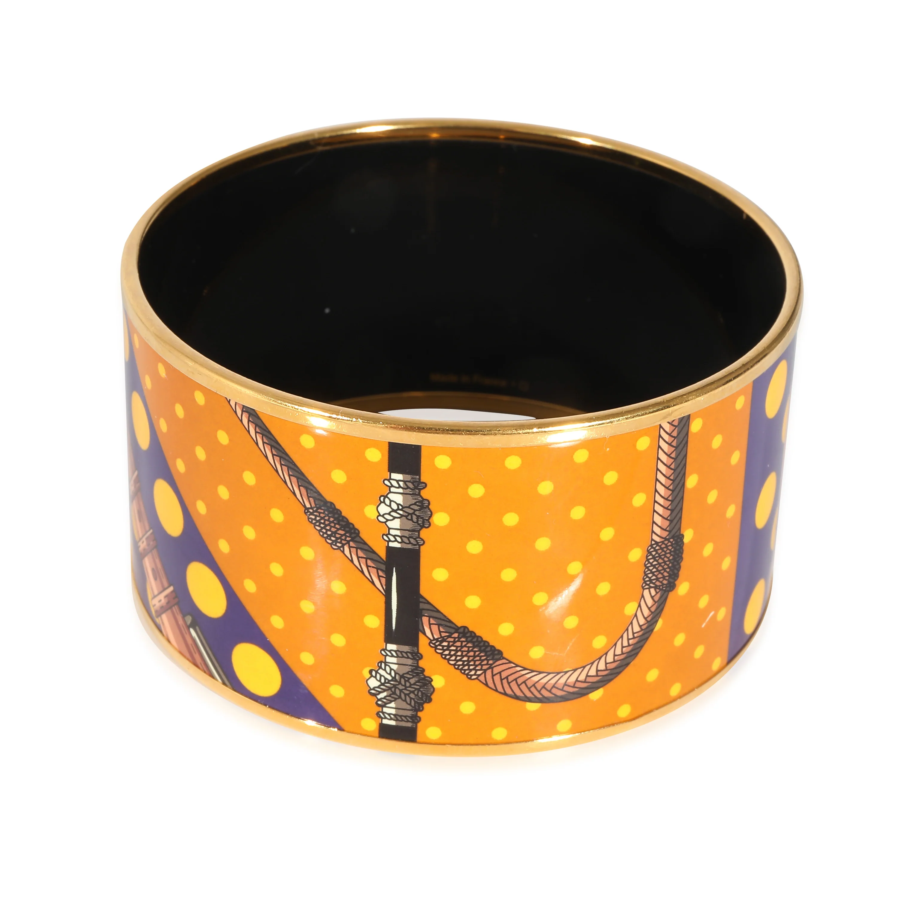 Hermès Gold Plated Clic Clac a Pois Extra Wide Enamel Bangle (62MM) - Image 2