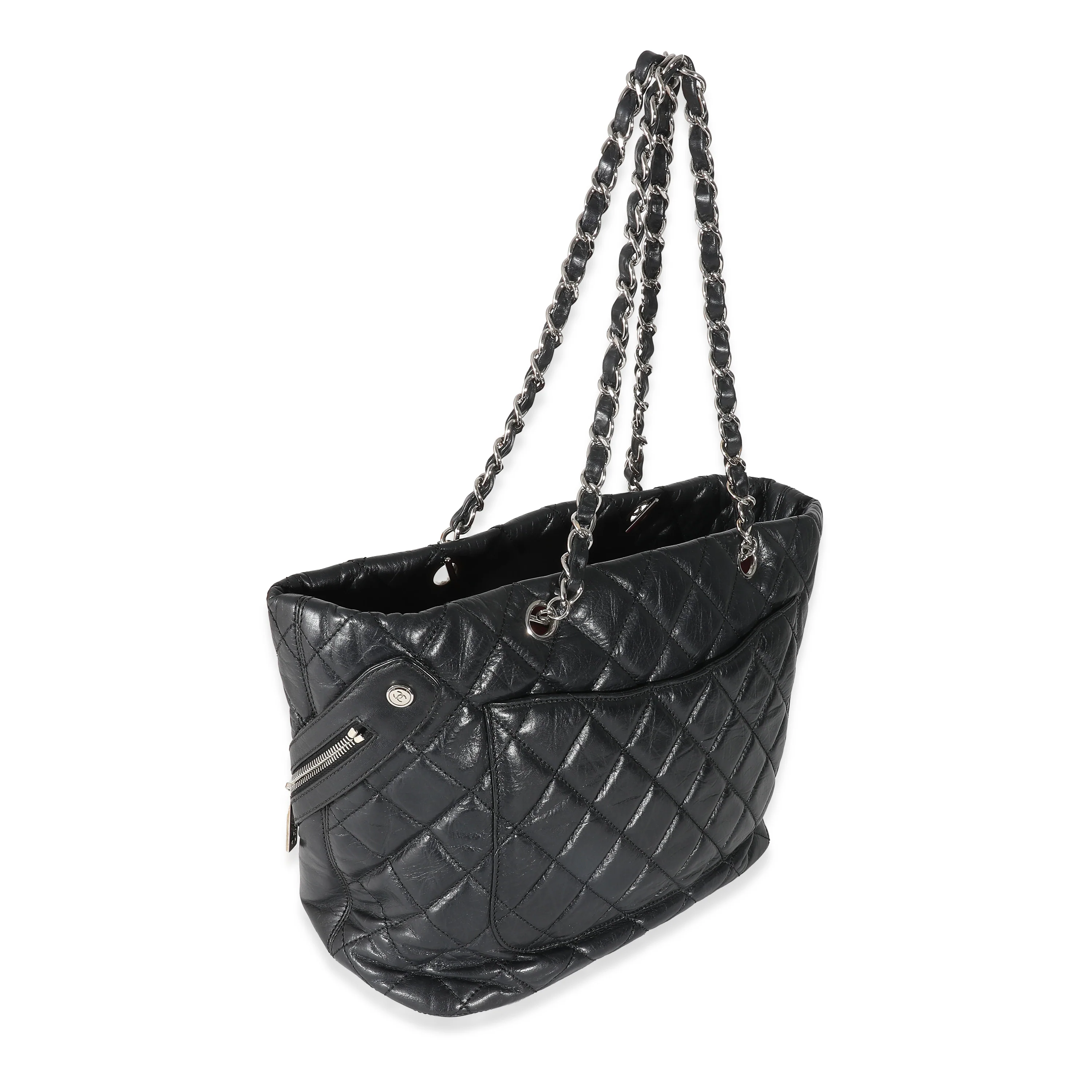 Chanel Black Quilted Aged Calfskin Medium Cotton Club Tote - Image 7