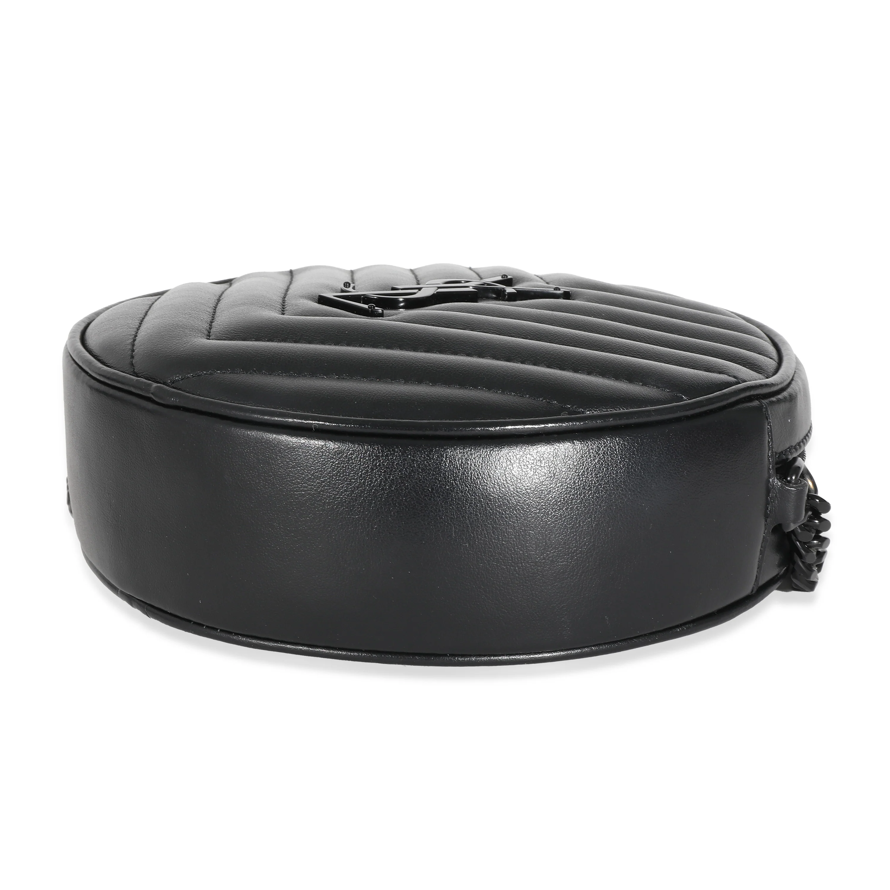 Saint Laurent Black Matelasse Calfskin Round Vinyle Camera Bag - Image 5