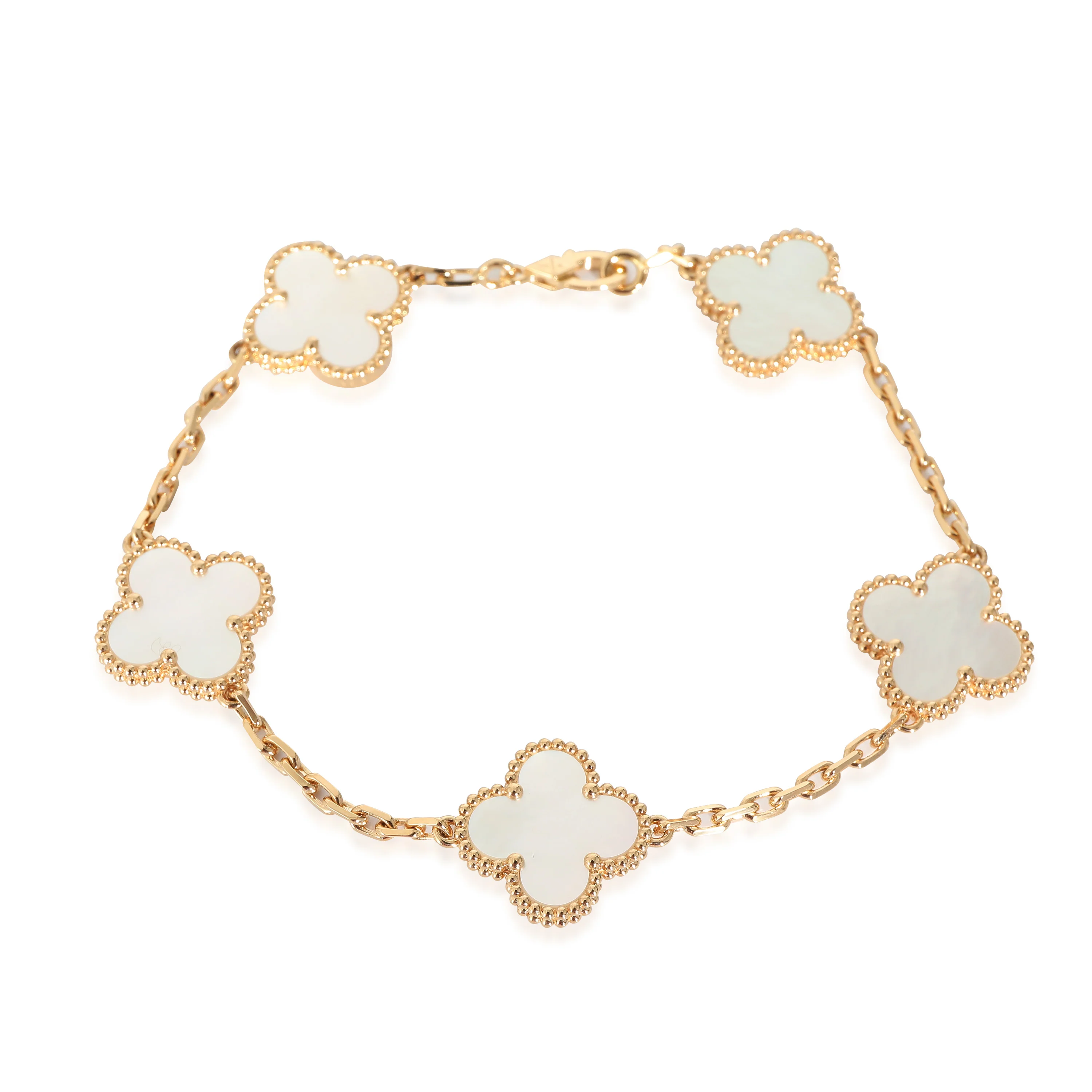 Van Cleef & Arpels Vintage Alhambra Mother Of Pearl Bracelet in 18K Yellow Gold