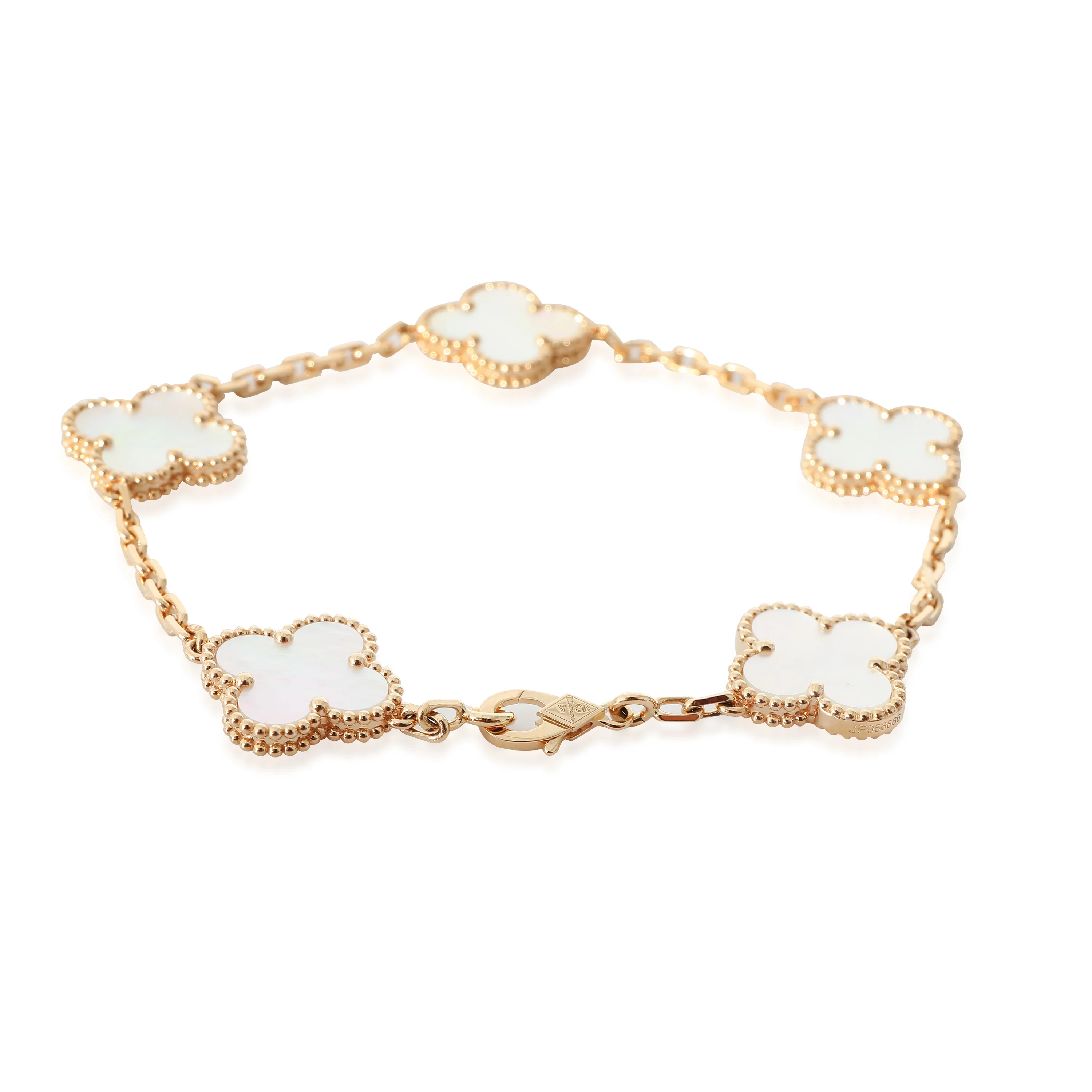 Van Cleef & Arpels Vintage Alhambra Mother Of Pearl Bracelet in 18K Yellow Gold - Image 3