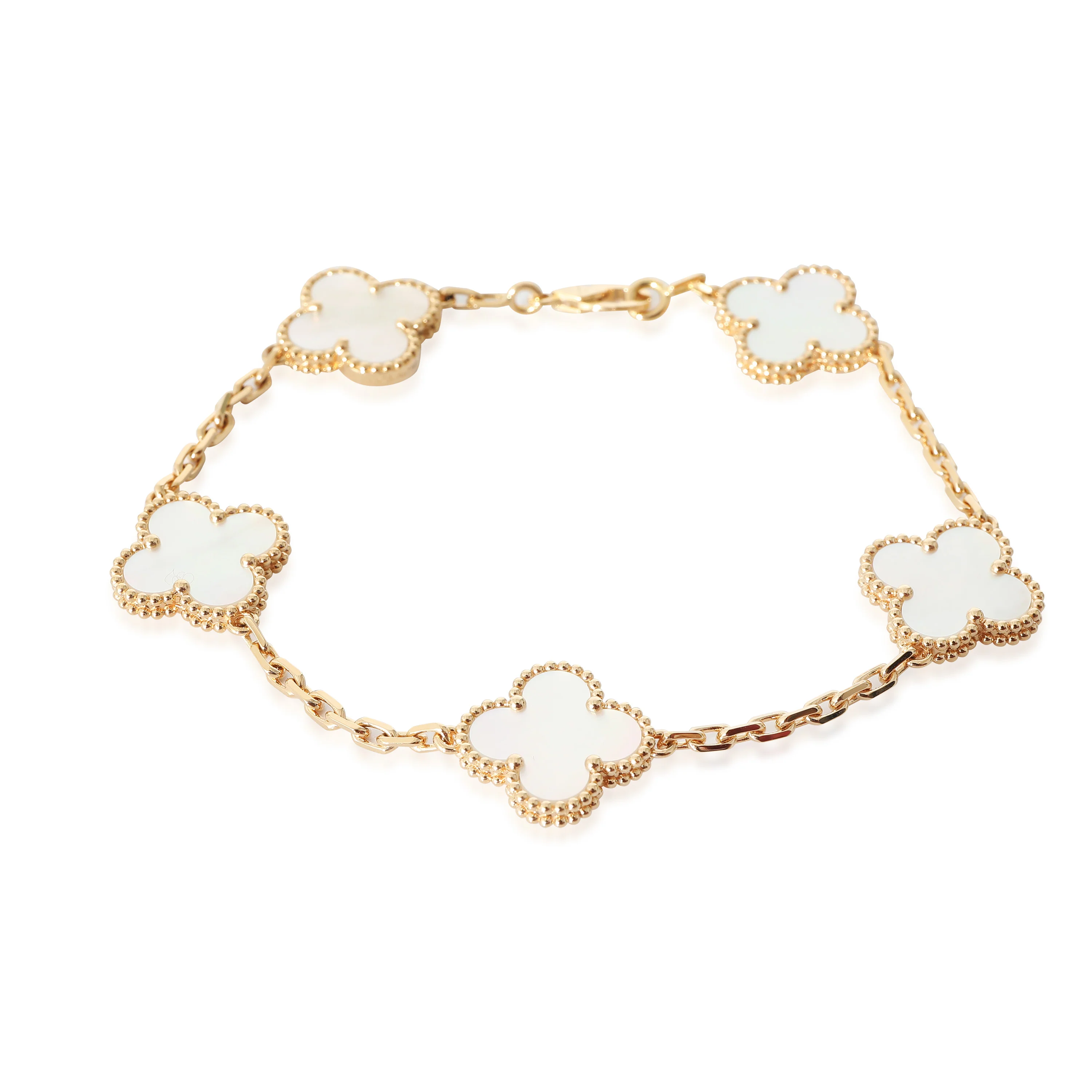 Van Cleef & Arpels Vintage Alhambra Mother Of Pearl Bracelet in 18K Yellow Gold - Image 5