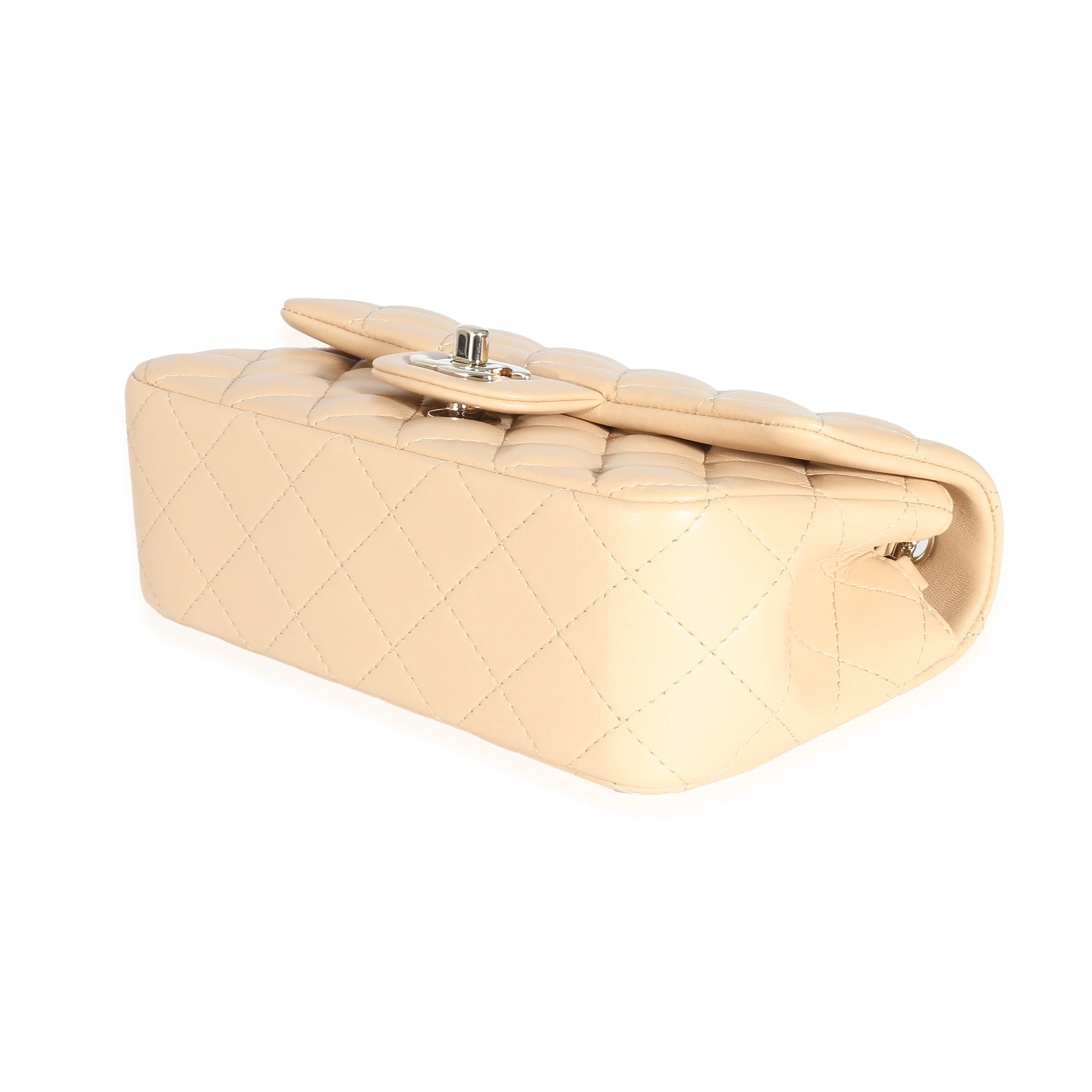 Chanel 22C Beige Quilted Lambskin Mini Rectangular Flap Bag - Image 3