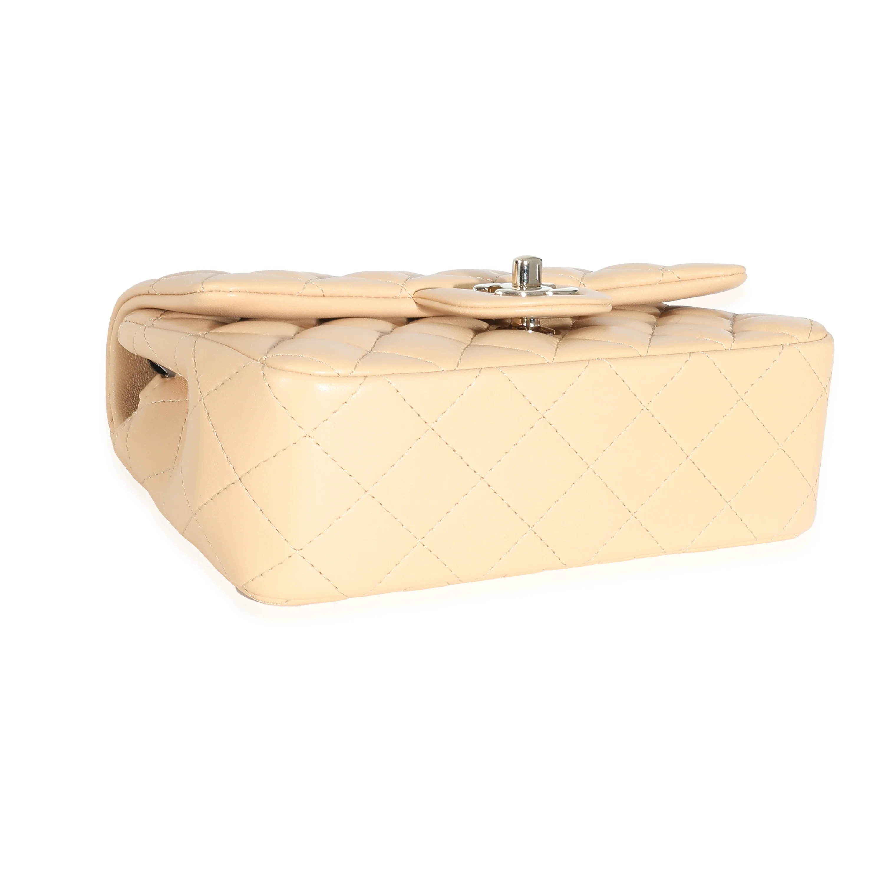 Chanel 22C Beige Quilted Lambskin Mini Rectangular Flap Bag - Image 8