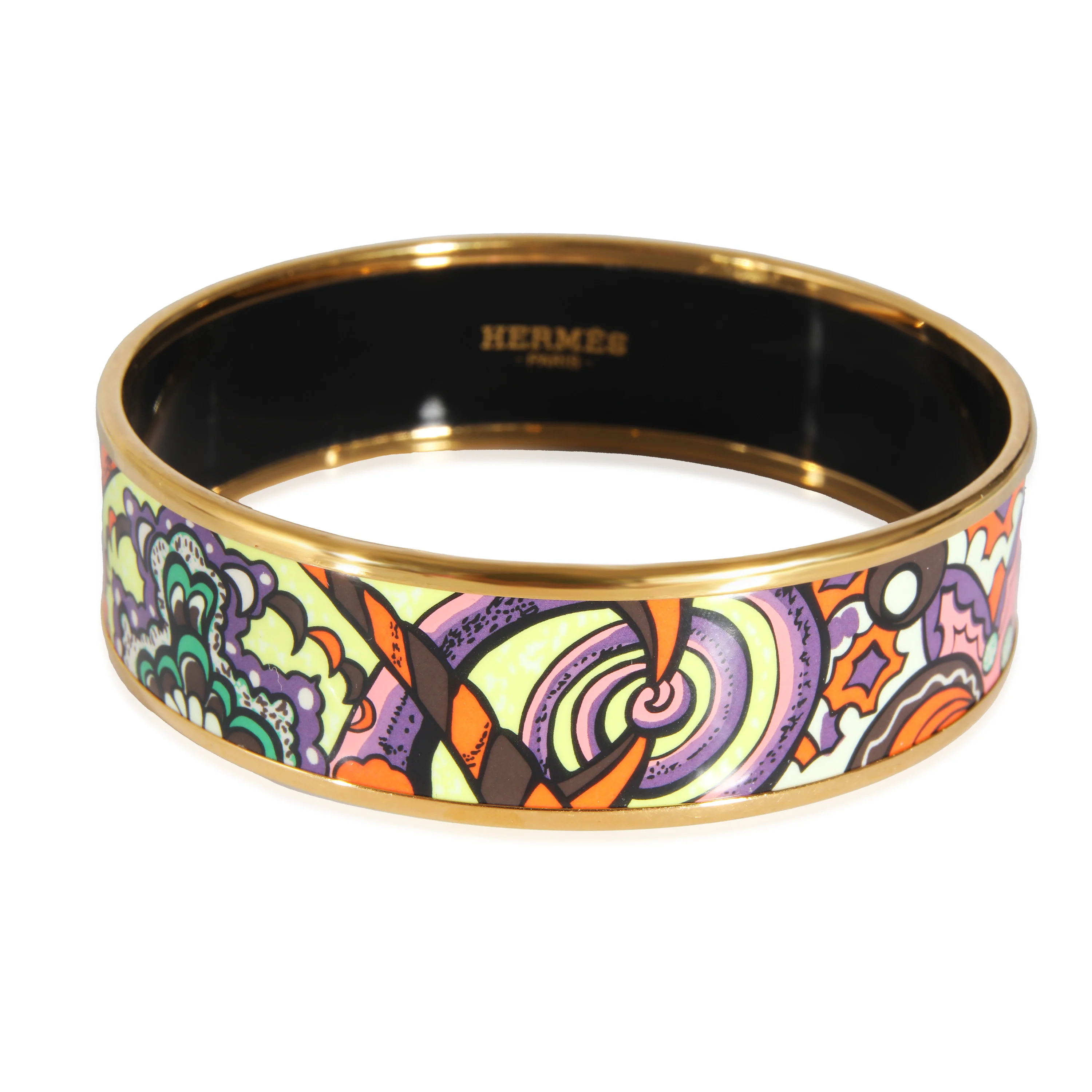 Hermès Plated Wide Enamel Bangle (63MM)