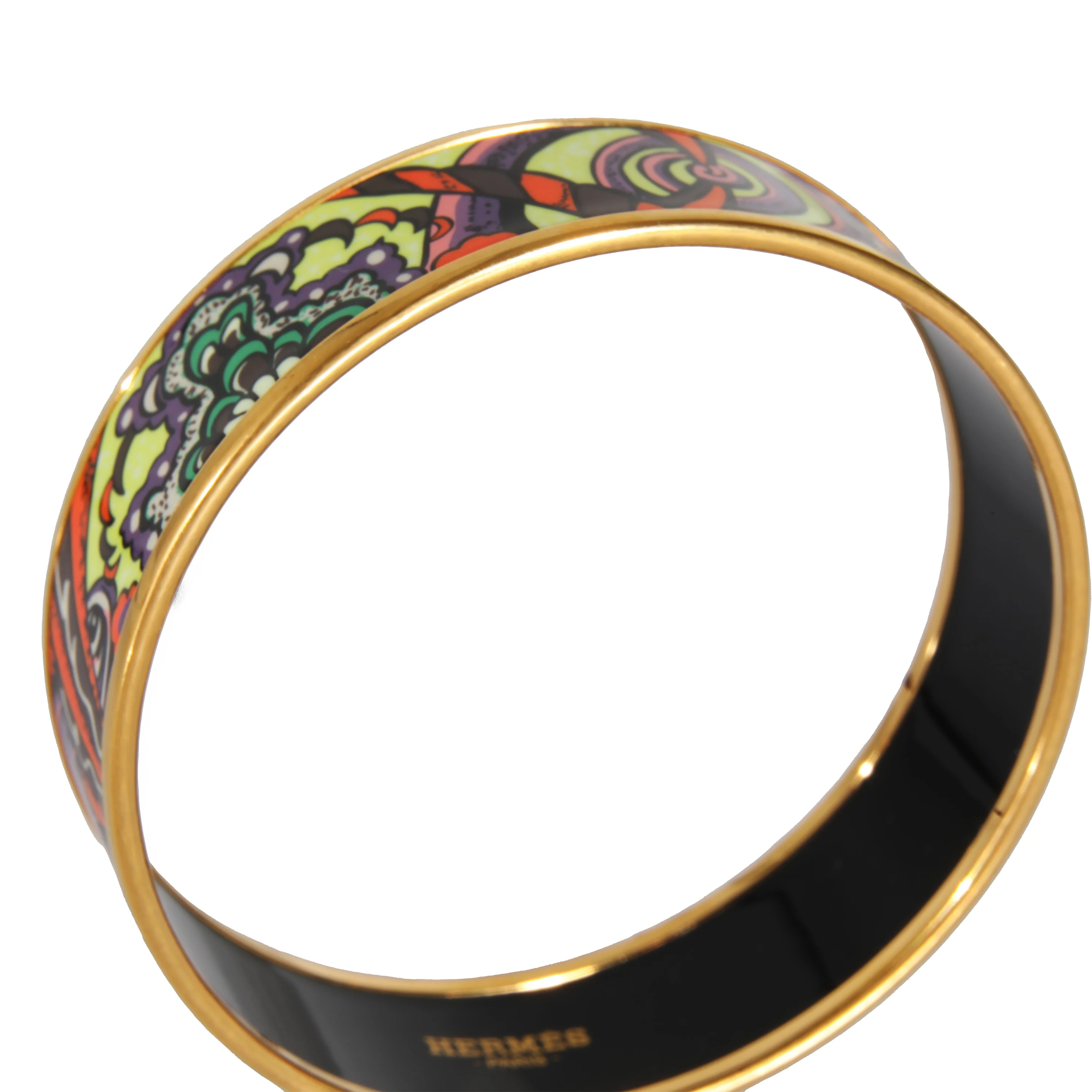 Hermès Plated Wide Enamel Bangle (63MM) - Image 2