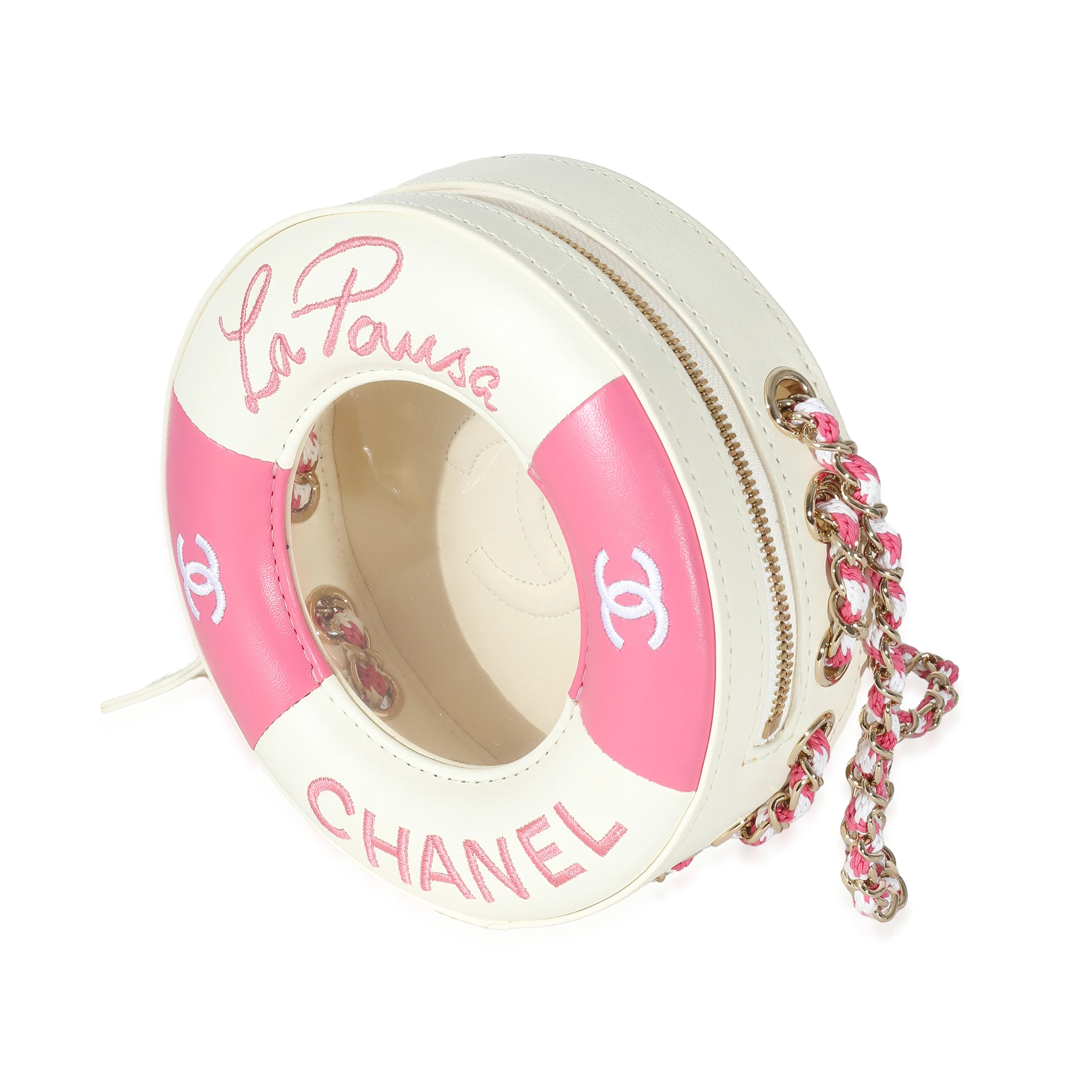 Pink White Lambskin PVC Round Coco Lifesaver - Image 2